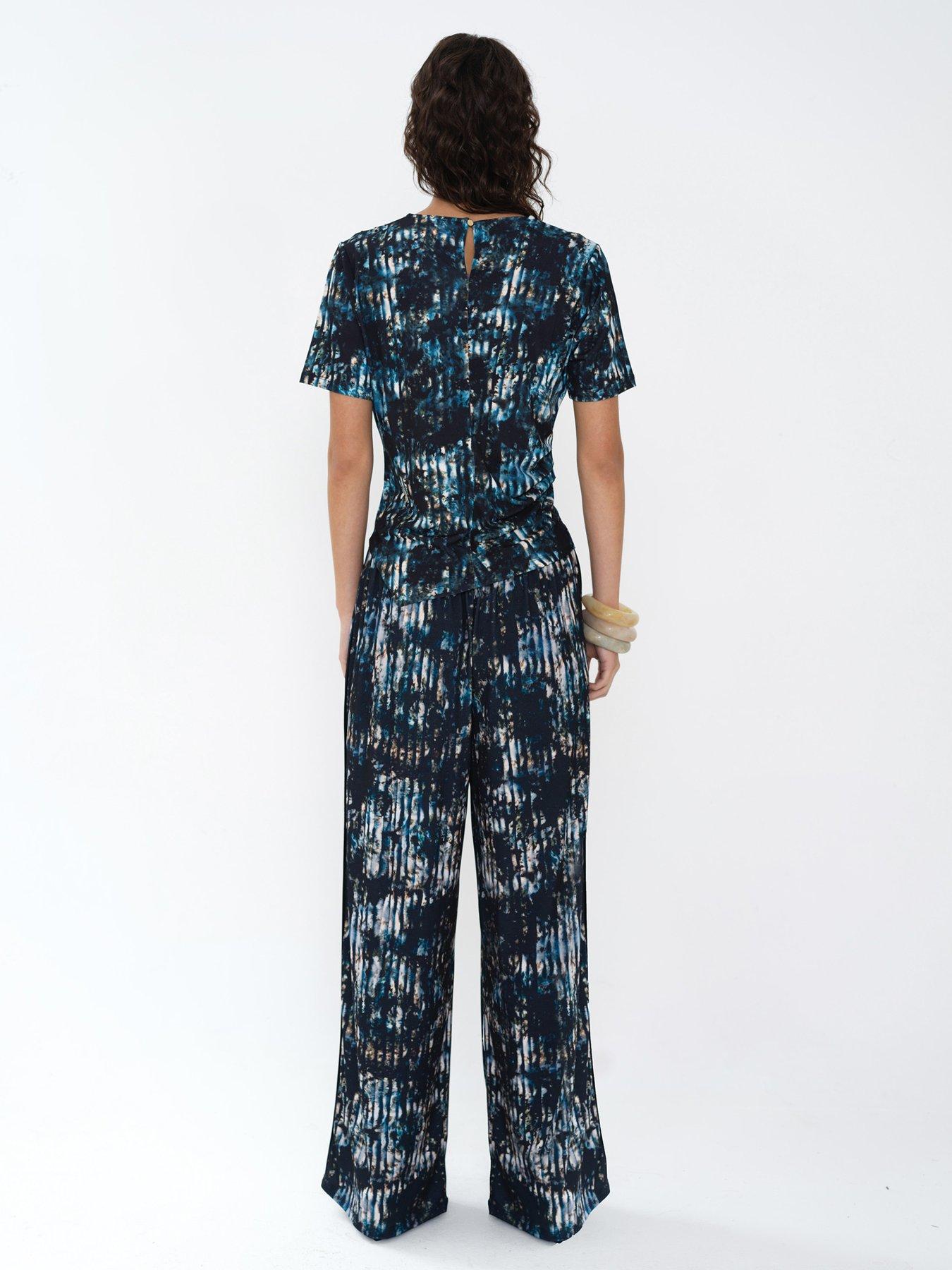 Image 3 of 5 of French Connection Tie-dye Crew Neck Short Sleeve Draped Top