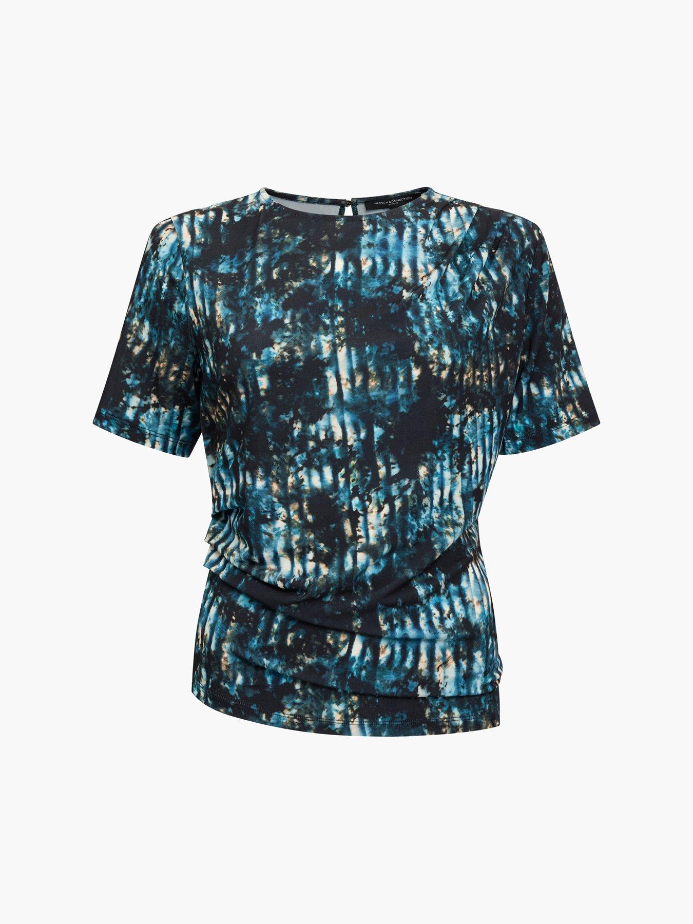 Image 5 of 5 of French Connection Tie-dye Crew Neck Short Sleeve Draped Top