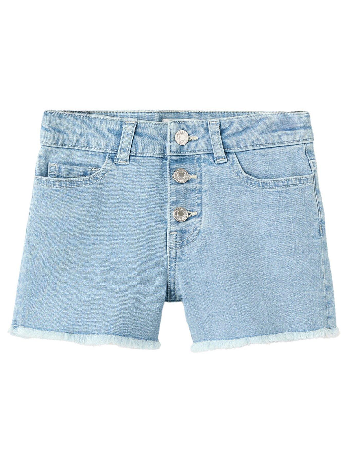 Mango Girls Button Front Denim Shorts, Blue, Size Age: 9 Years