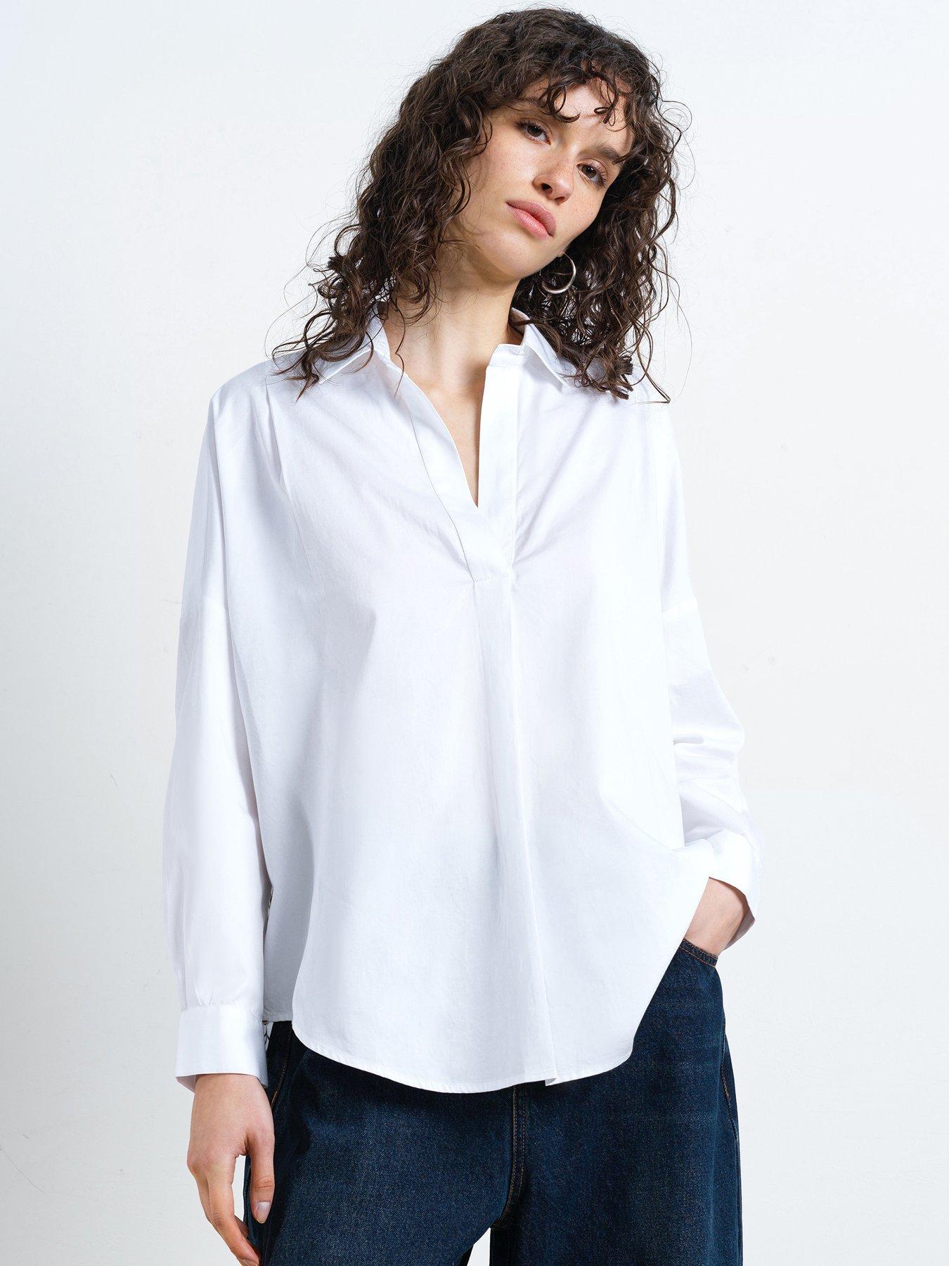 Image 1 of 5 of French Connection Cotton Popover Collared Shirt With Floral Design