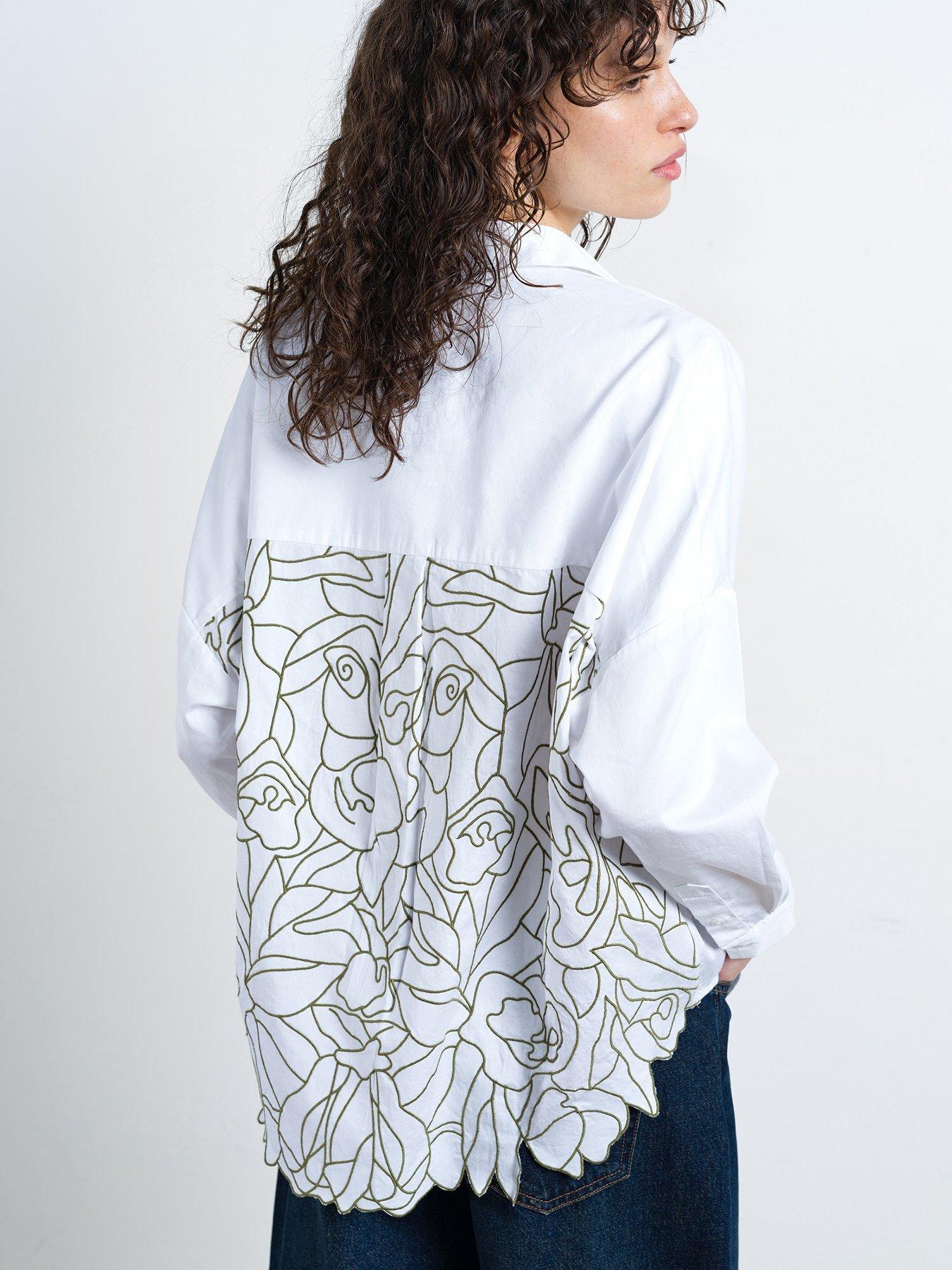 Image 2 of 5 of French Connection Cotton Popover Collared Shirt With Floral Design