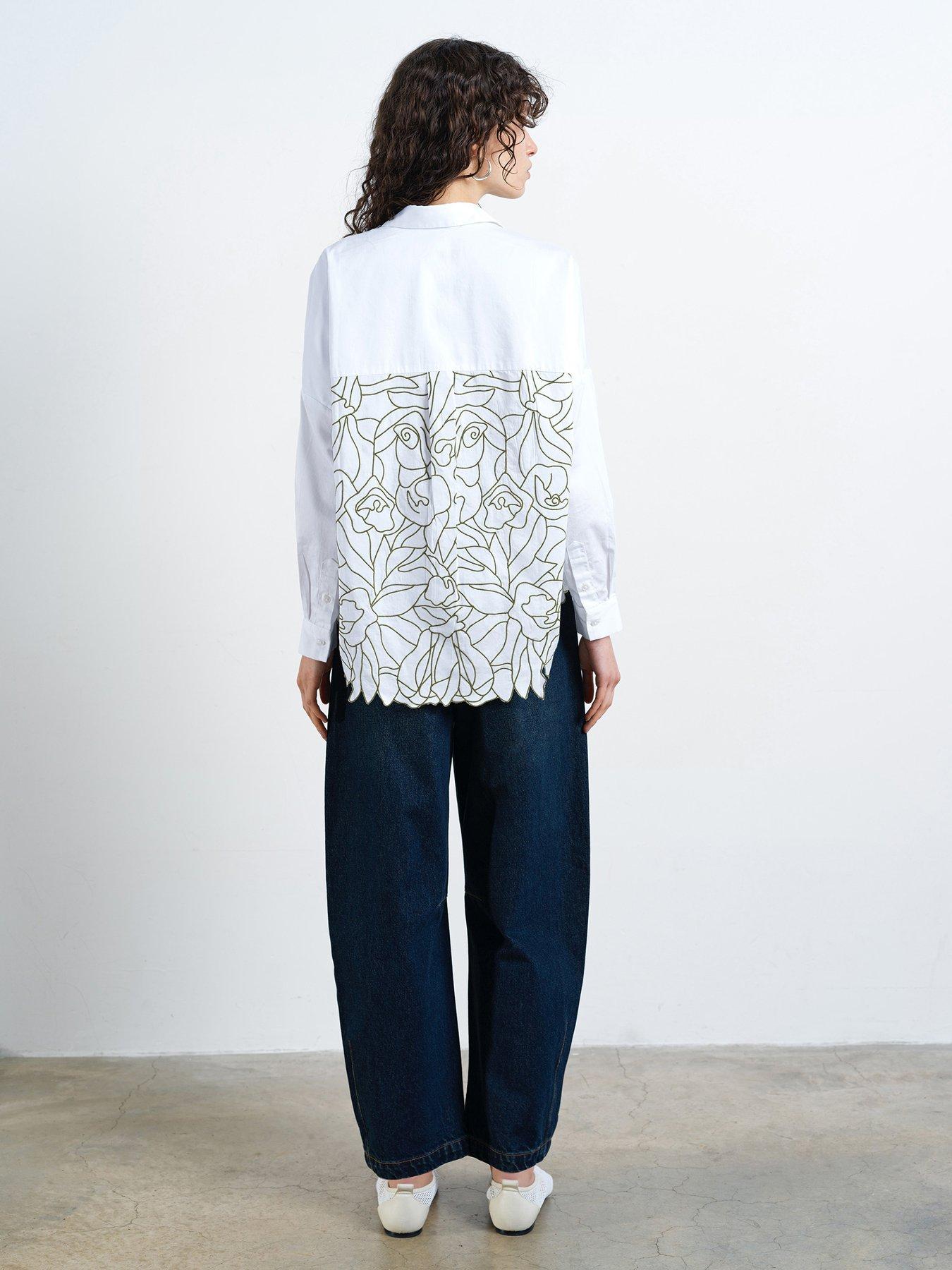Image 4 of 5 of French Connection Cotton Popover Collared Shirt With Floral Design