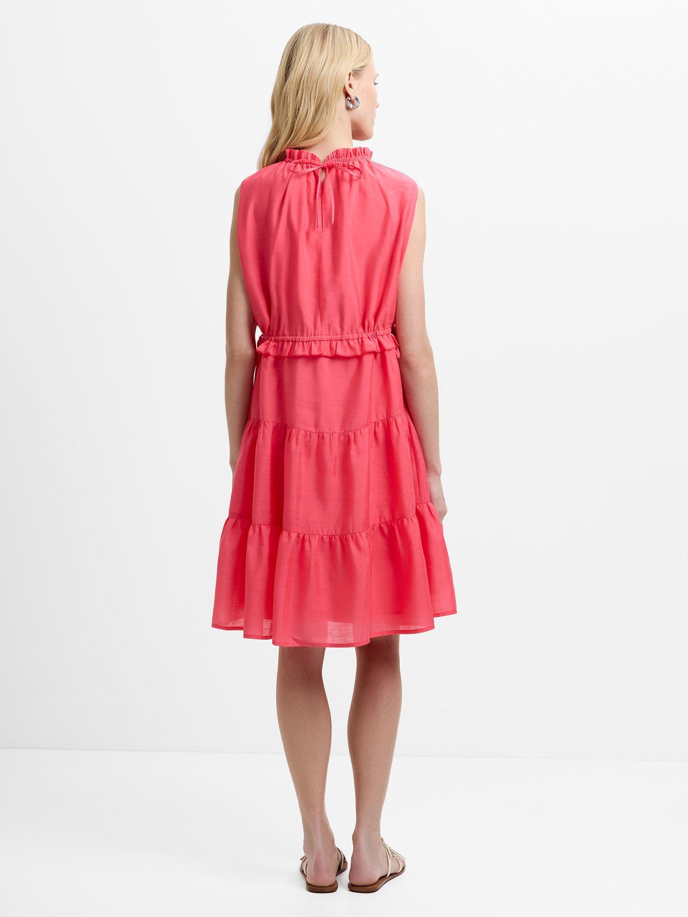 Image 3 of 4 of French Connection Holland Sleeveless Tiered Above Knee Dress - Pink
