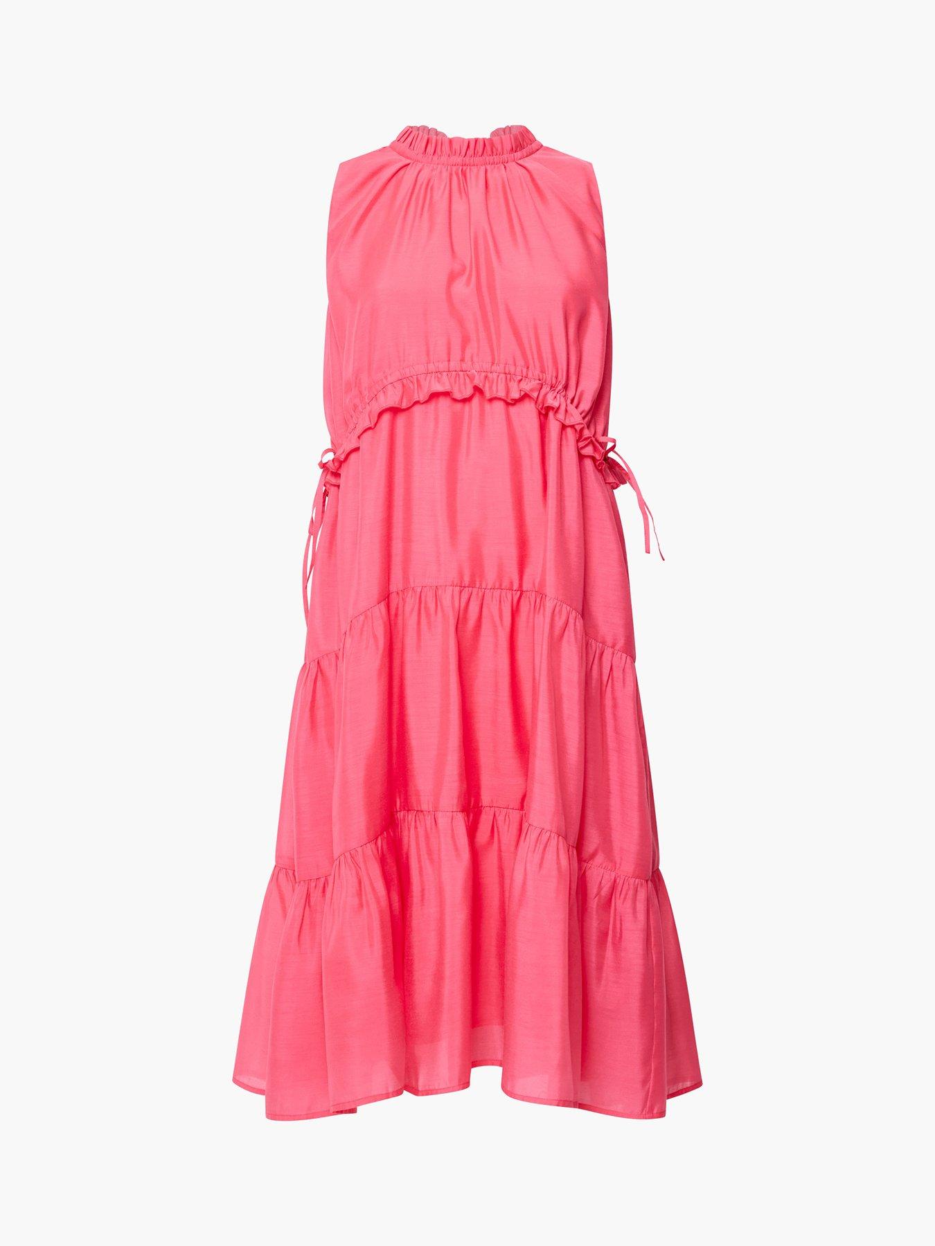 Image 4 of 4 of French Connection Holland Sleeveless Tiered Above Knee Dress - Pink