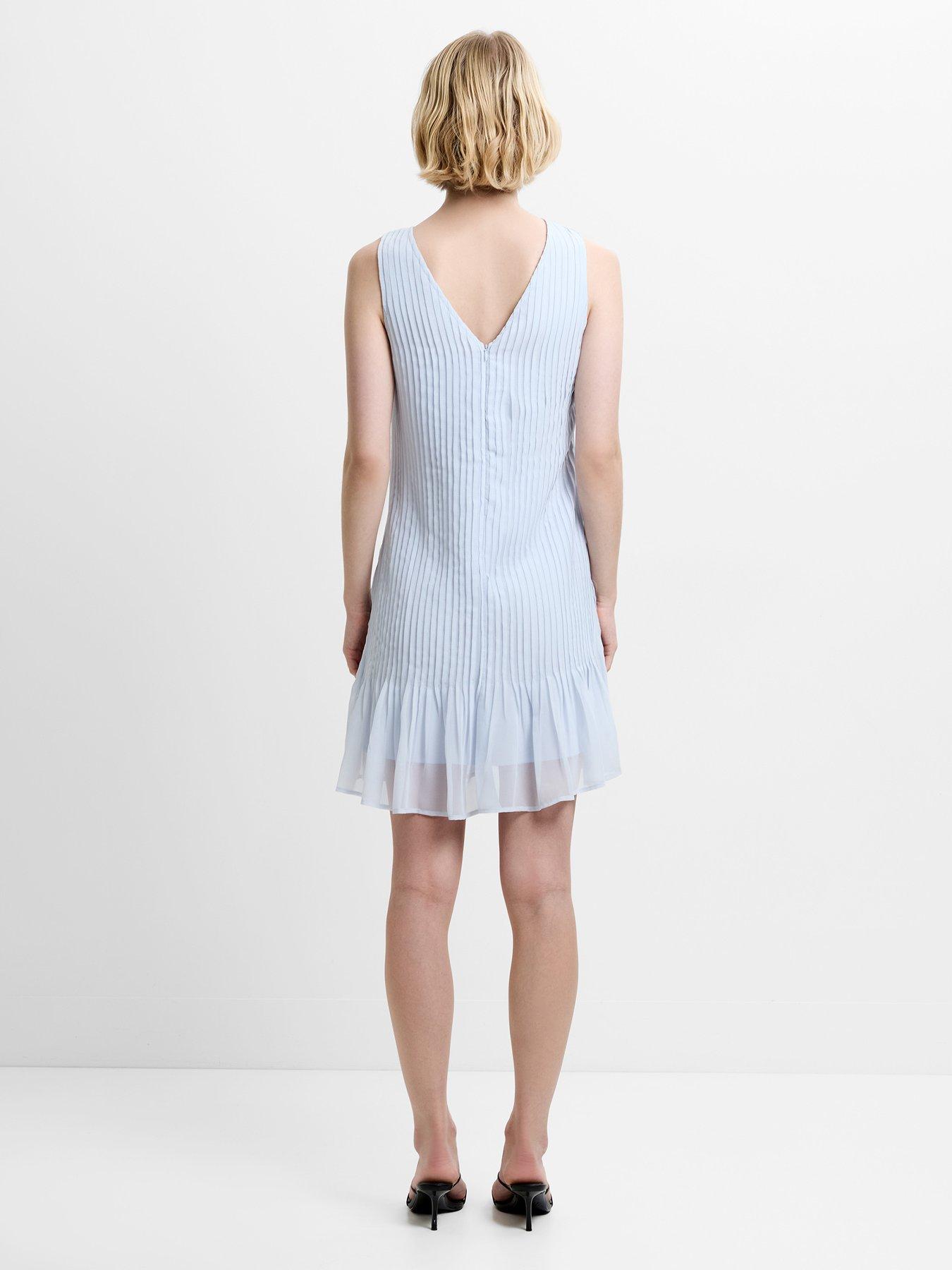 Image 2 of 5 of French Connection Pleated Floral Embroidered V-neck Mini Dress