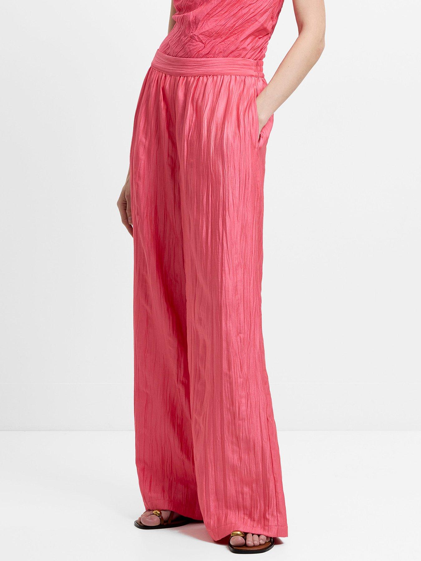 French Connection Crinkle Wide Leg Elasticated Trousers