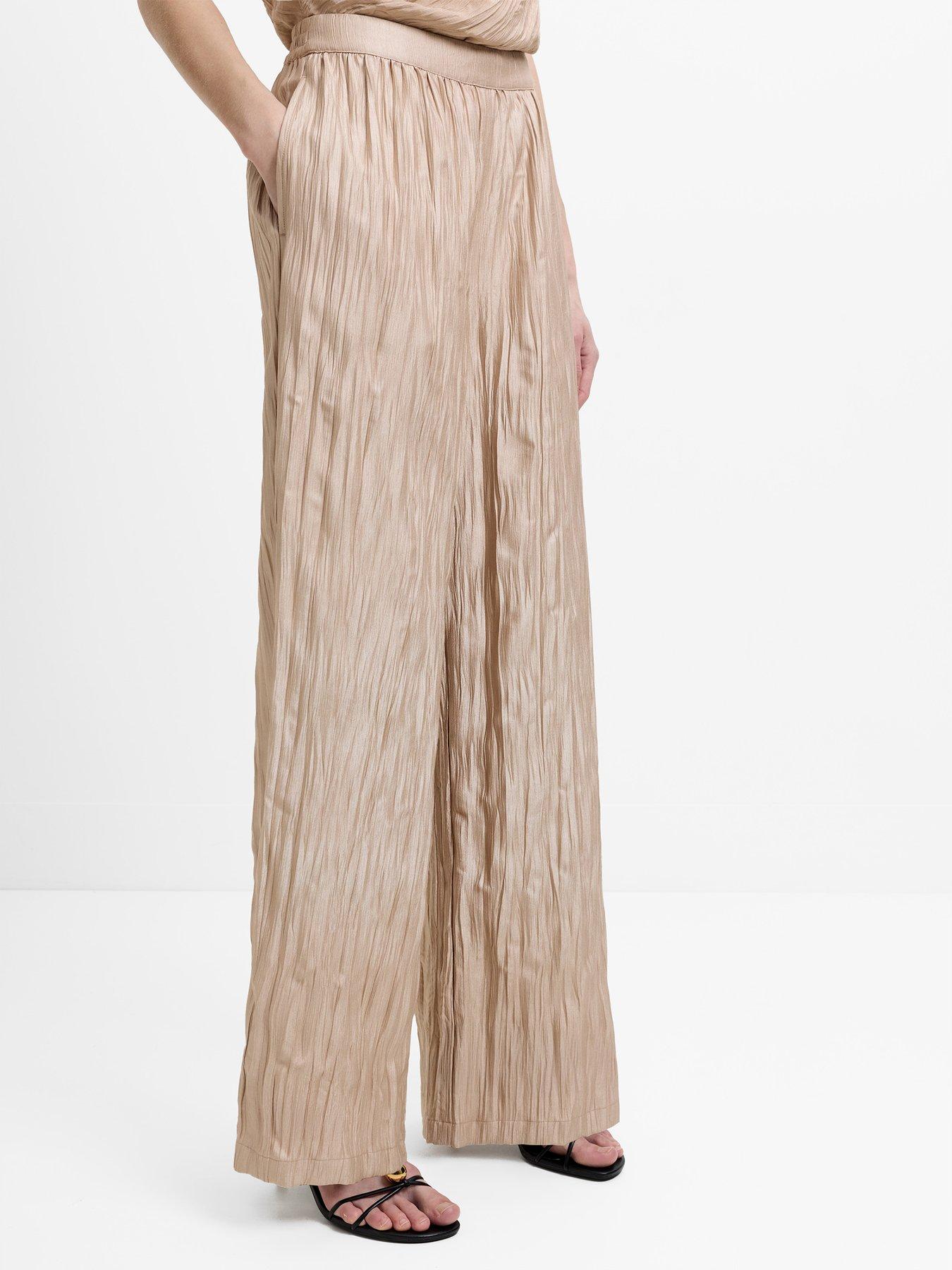 French Connection Crinkle Wide Leg Elasticated Trousers