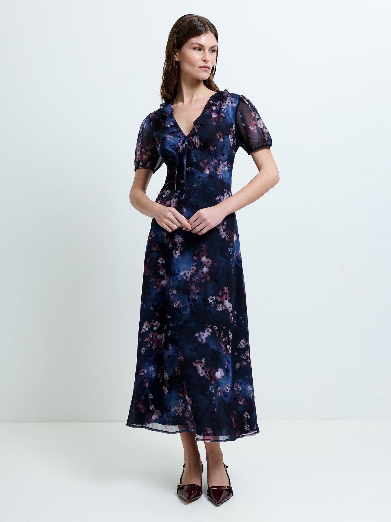 princess polly baby blue dress French Connection Ariana chiffon embellished maxi dress in powder blue