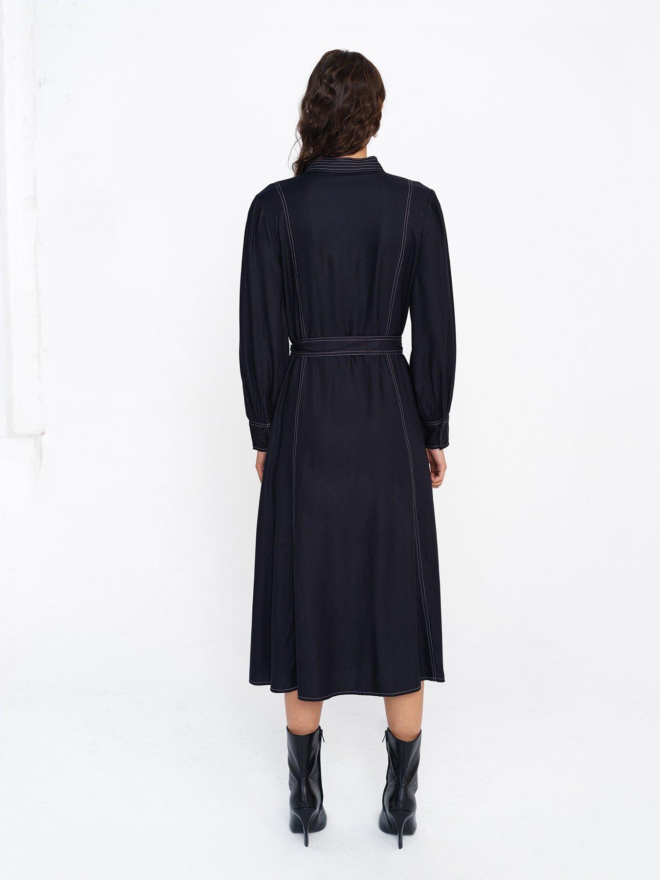 Image 2 of 5 of French Connection Contrast Stitch Midi Shirt Dress