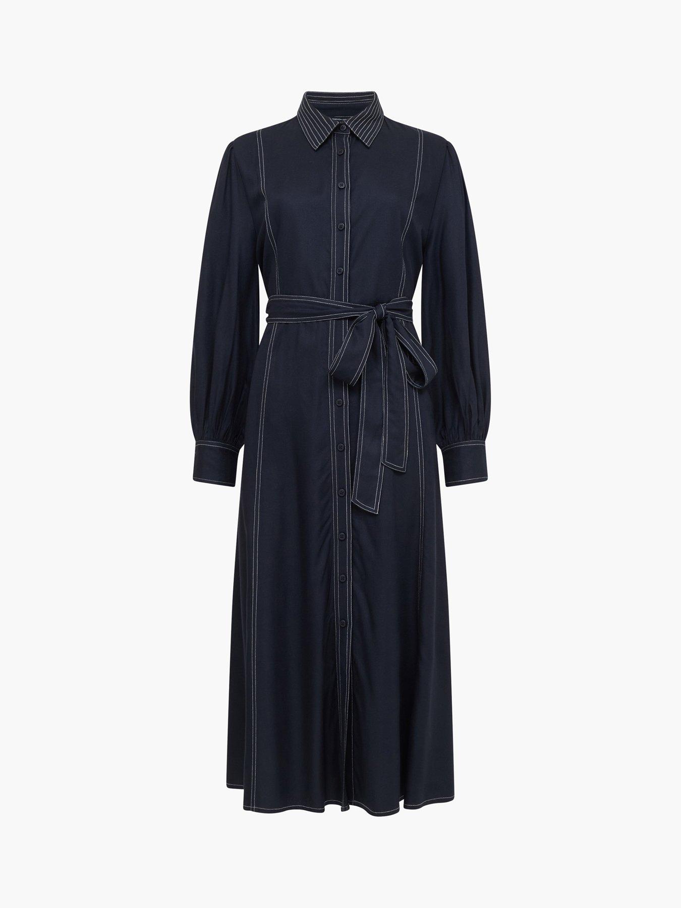 Image 5 of 5 of French Connection Contrast Stitch Midi Shirt Dress