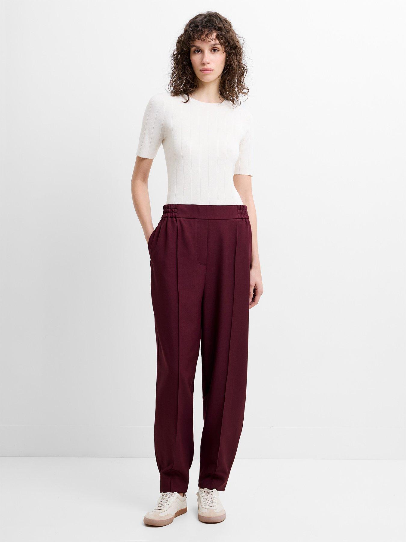 Image 2 of 5 of French Connection Barrel Leg Elasticated Suiting Trousers