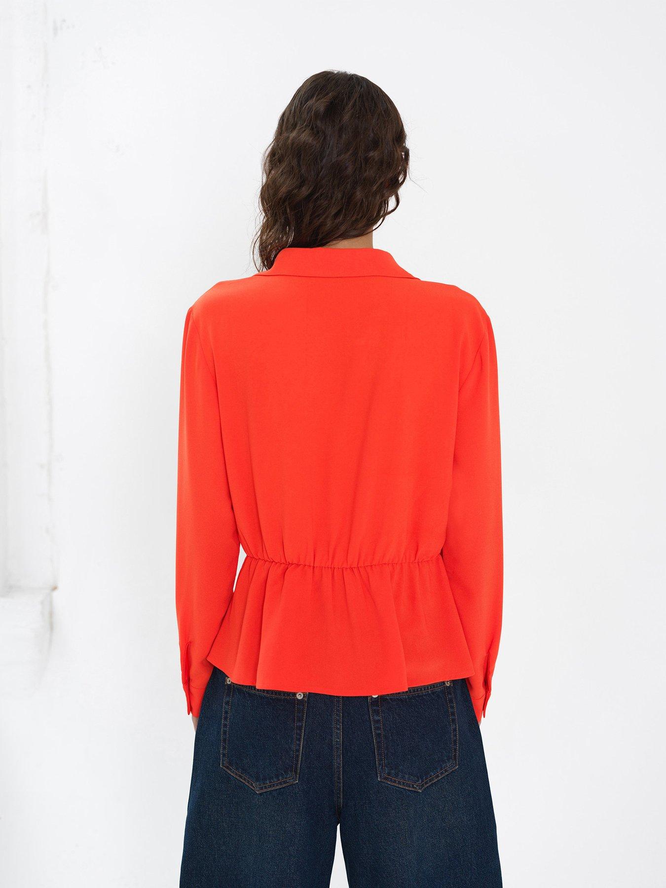 Image 2 of 5 of French Connection V-Neck D-Ring Wrap Collared Blouse - Orange