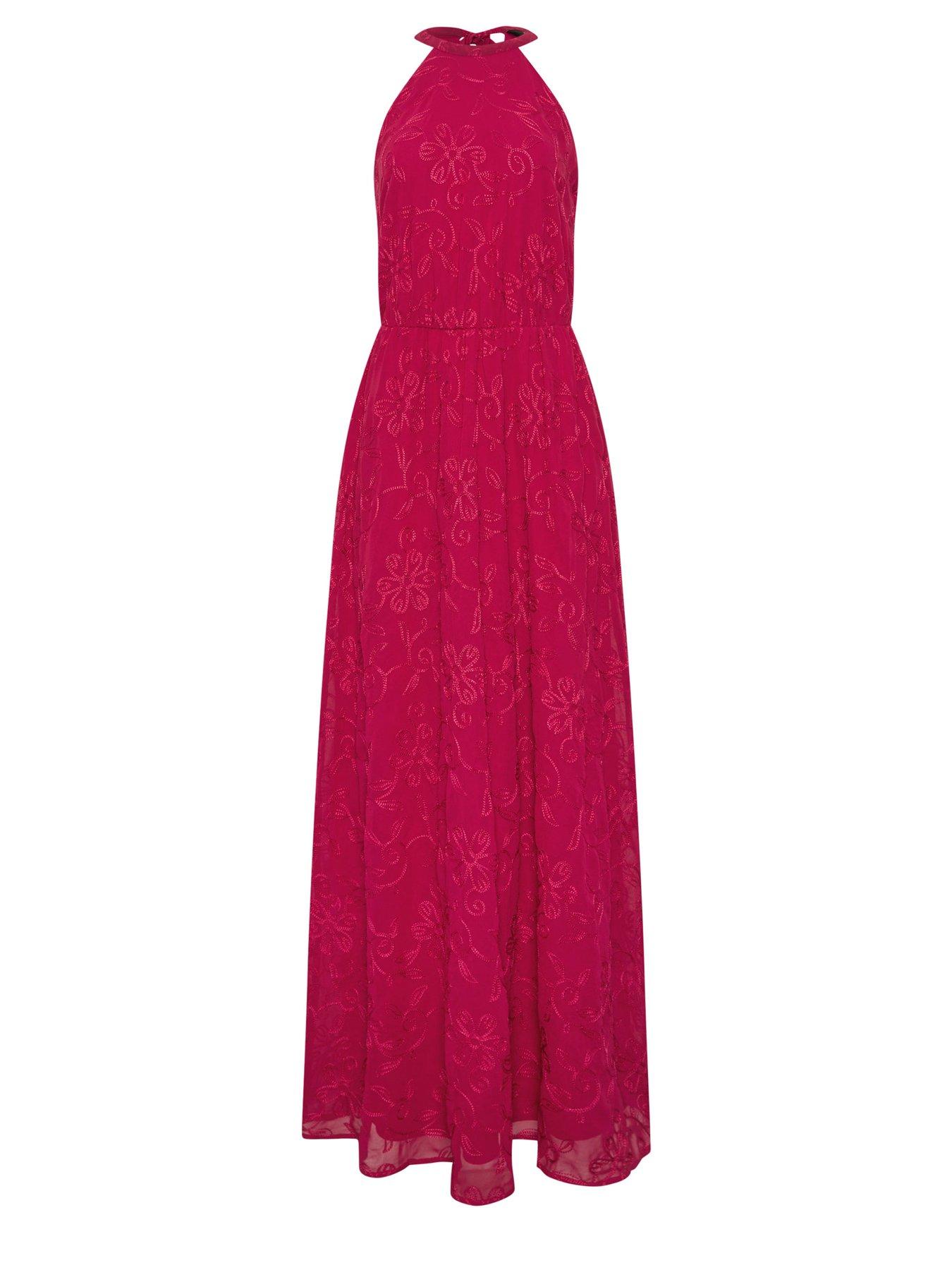 Long Tall Sally Embroidered Halter Neck Maxi Dress - Red | Very