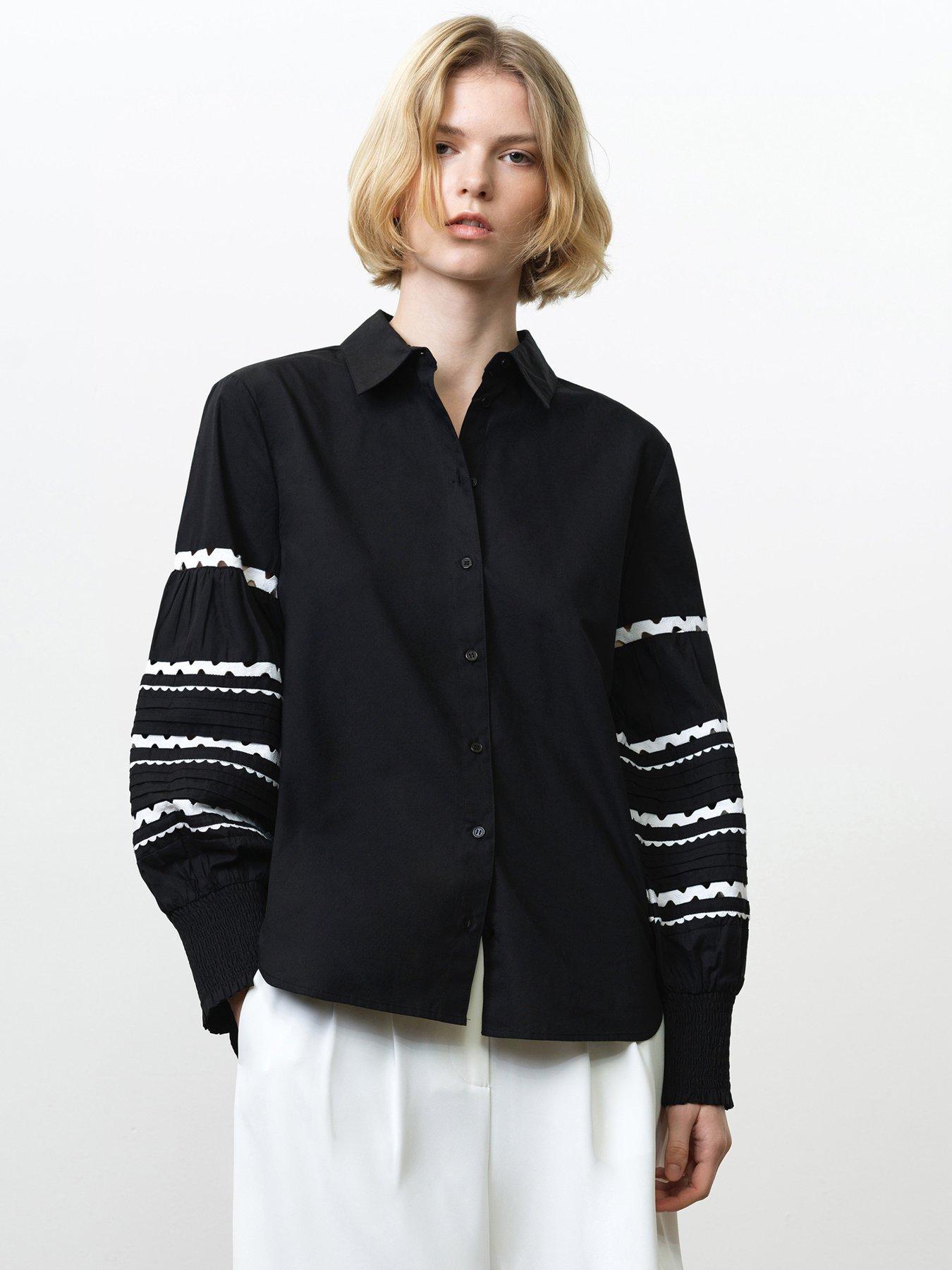 French Connection Cotton Long Balloon Sleeve Button-up Shirt