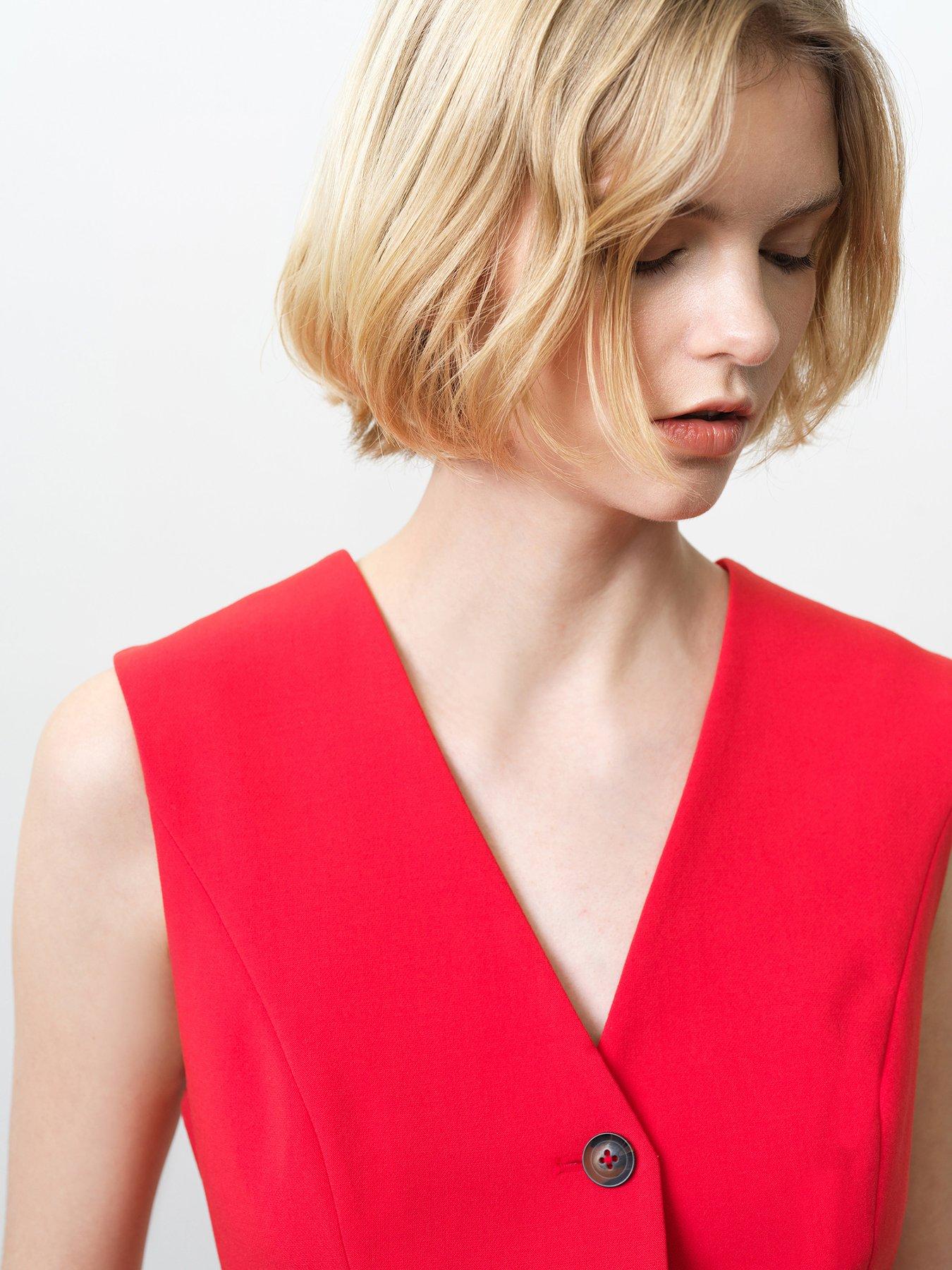 Image 4 of 5 of French Connection V-neck Sleeveless Fitted Longline Waistcoat
