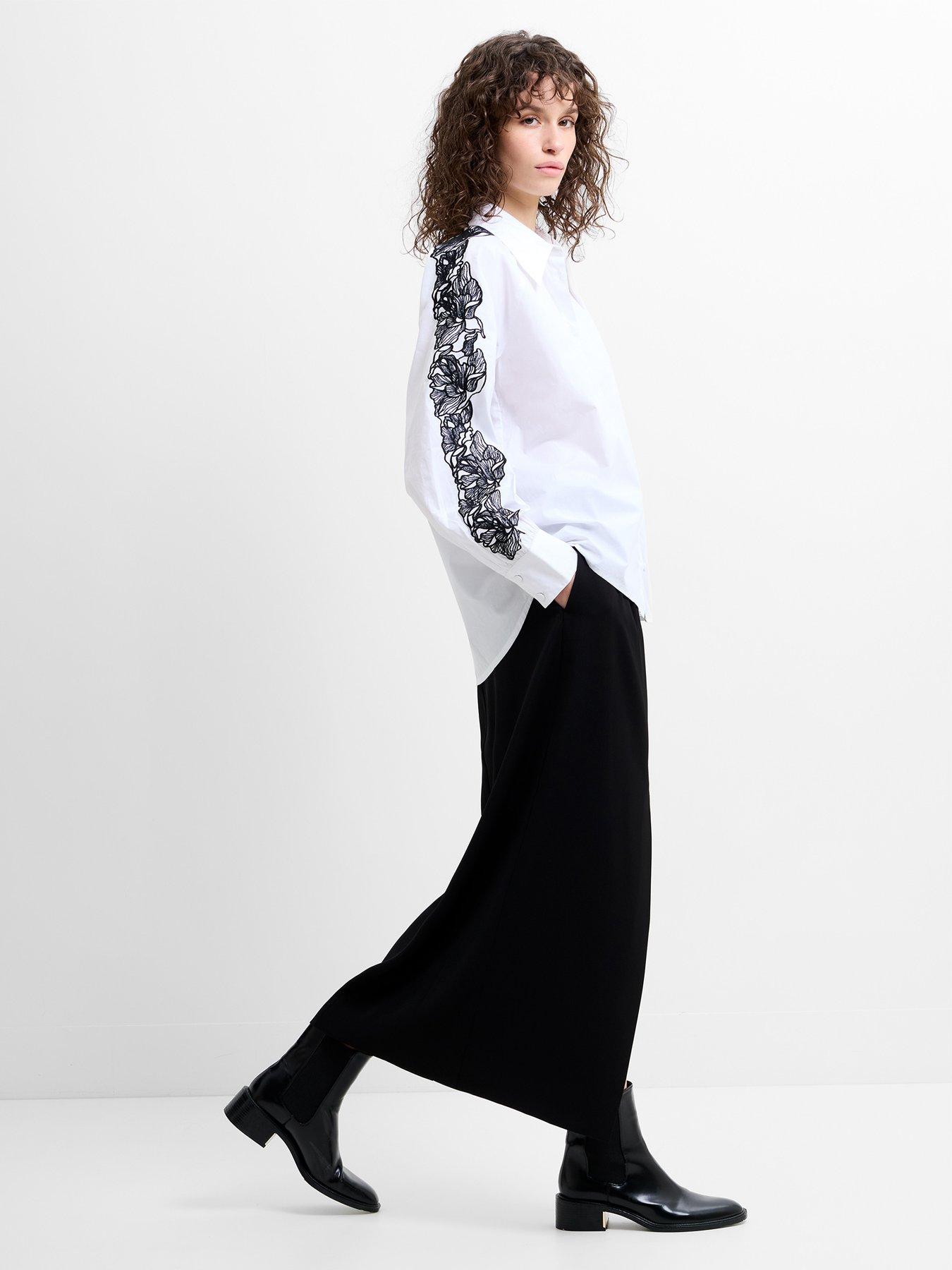 Image 2 of 5 of French Connection Cotton Embroidered Long Sleeve Button Shirt