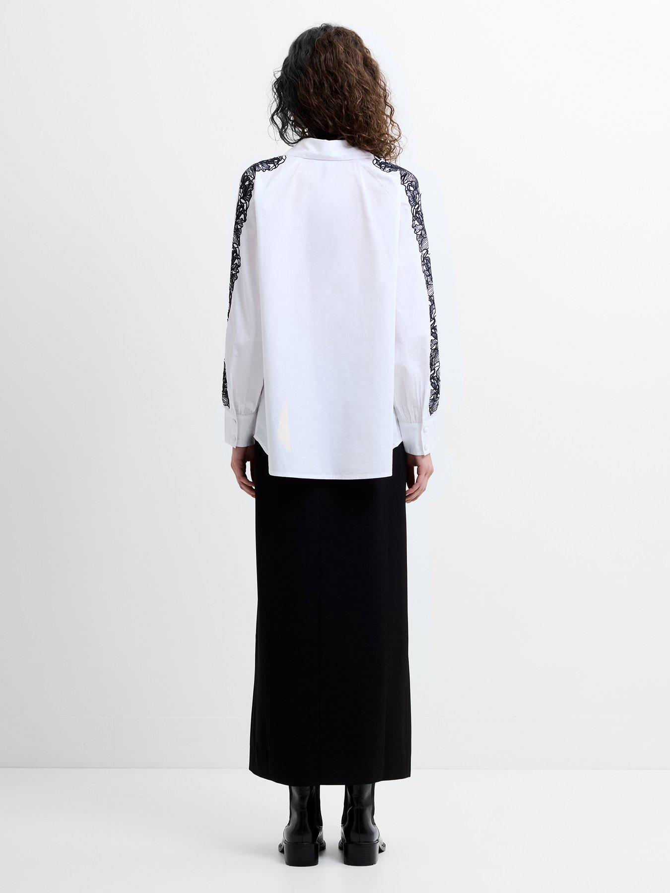 Image 3 of 5 of French Connection Cotton Embroidered Long Sleeve Button Shirt