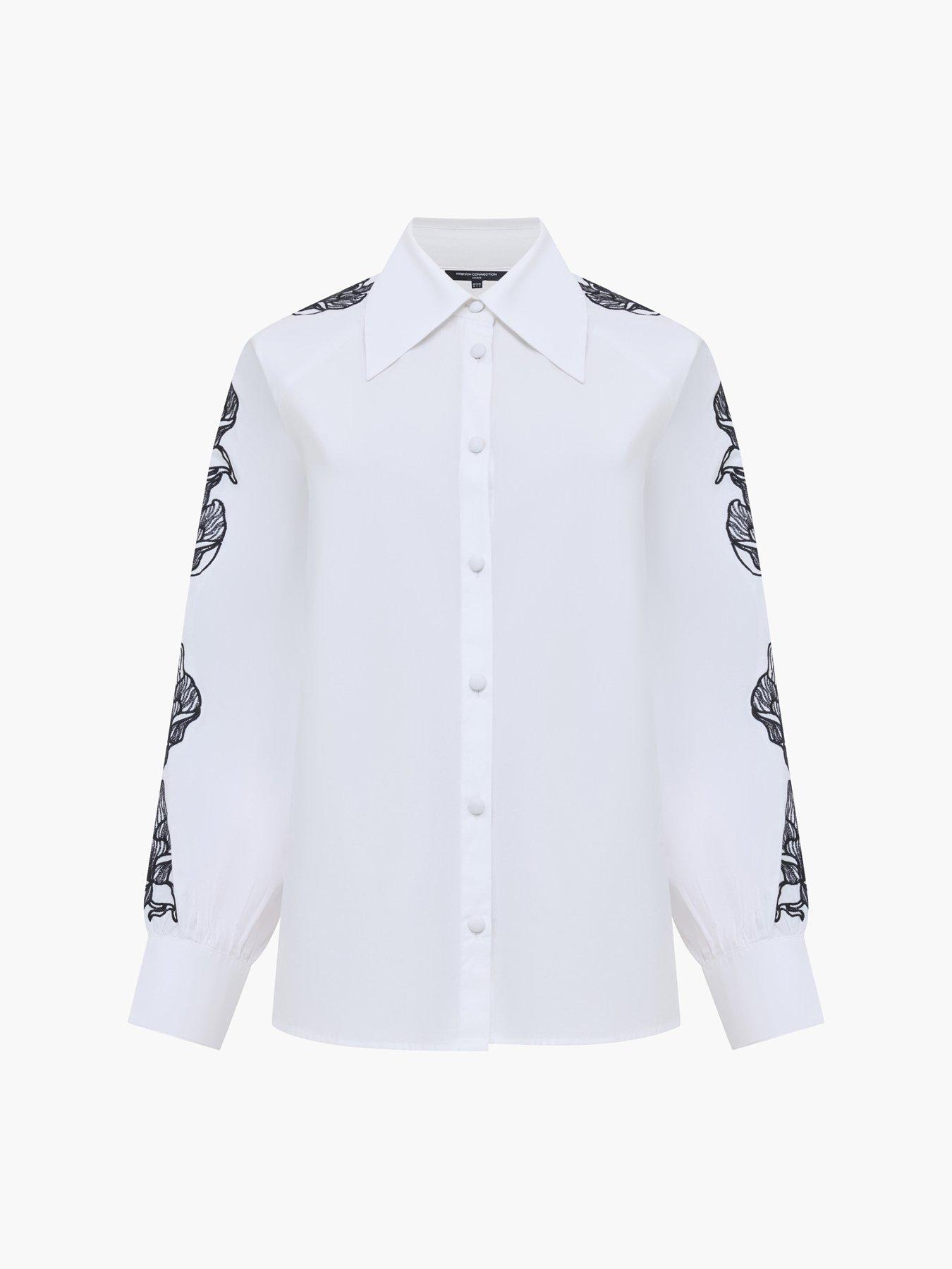 Image 5 of 5 of French Connection Cotton Embroidered Long Sleeve Button Shirt