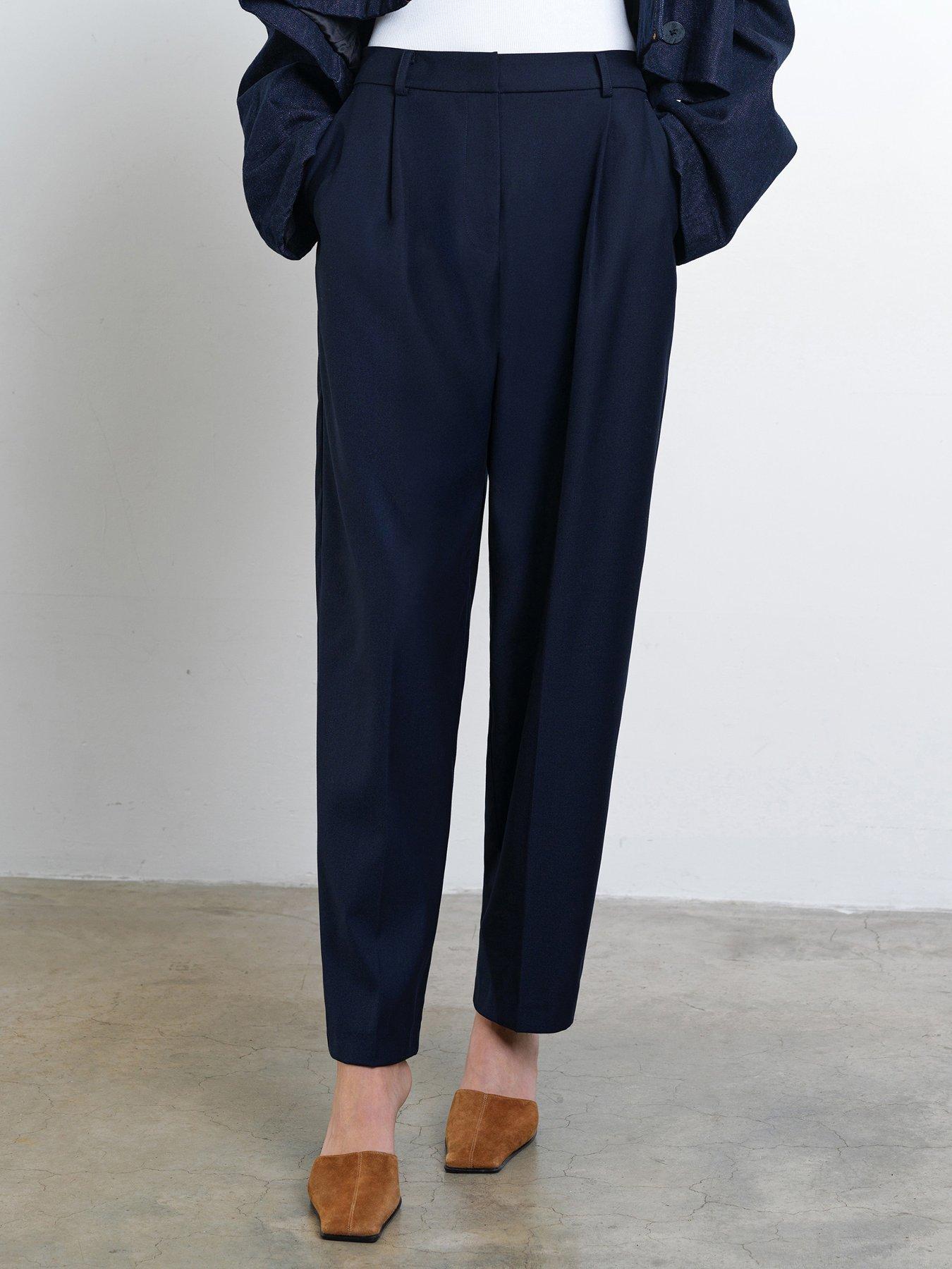 Image 1 of 4 of French Connection Barrel Leg Formal Trousers