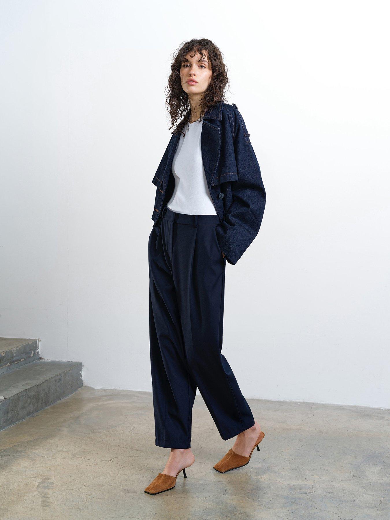 Image 3 of 4 of French Connection Barrel Leg Formal Trousers