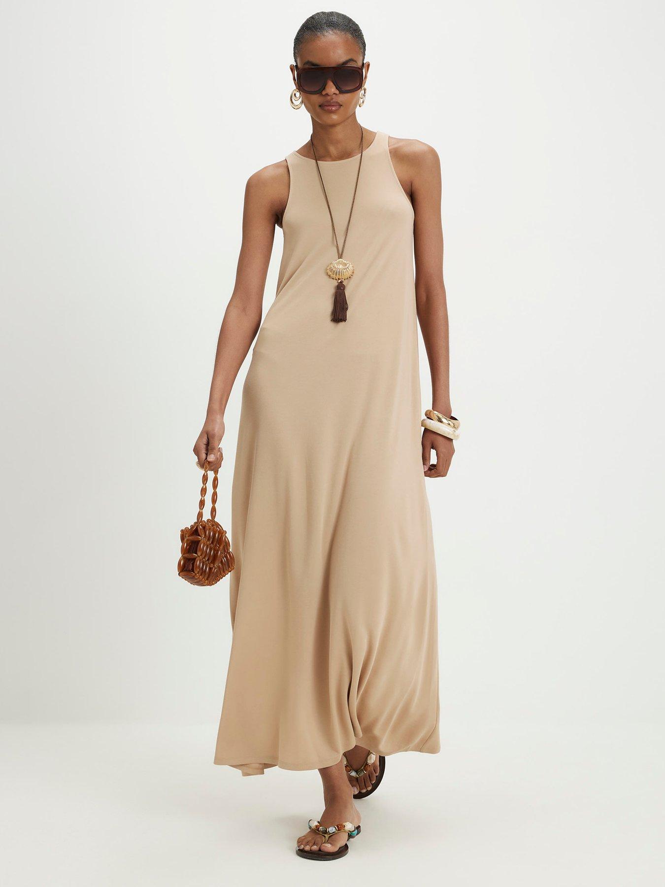 Image 1 of 6 of River Island Modal Maxi Dress - Beige