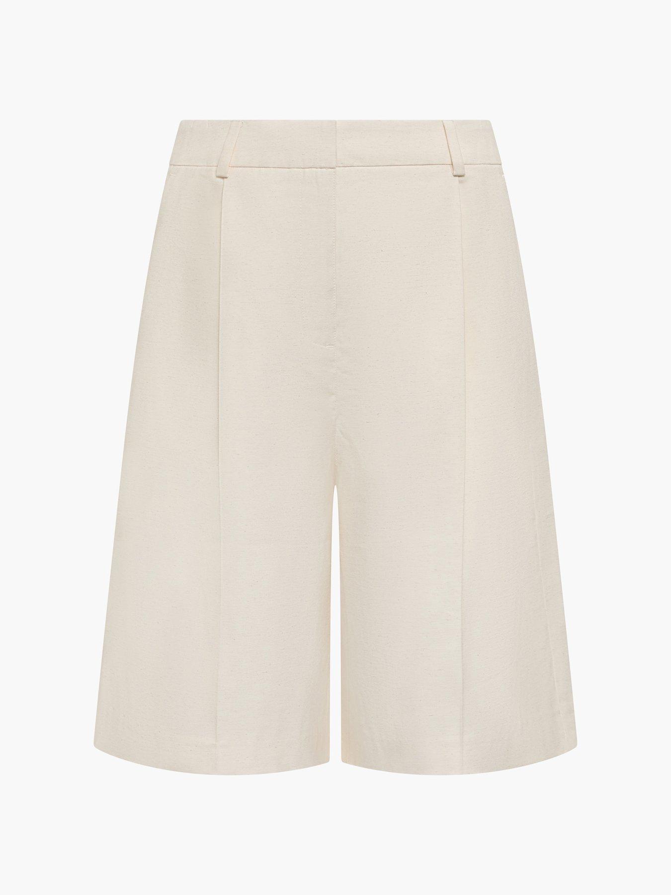 Image 6 of 6 of French Connection Wide Bermuda Tailored Shorts - Cream