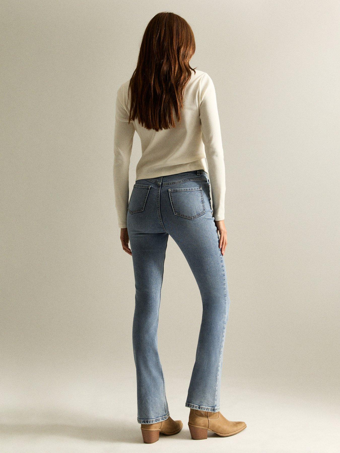 Image 2 of 7 of New Look Waist Enhance Quinn Bootcut Stretch Denim Jeans - Blue