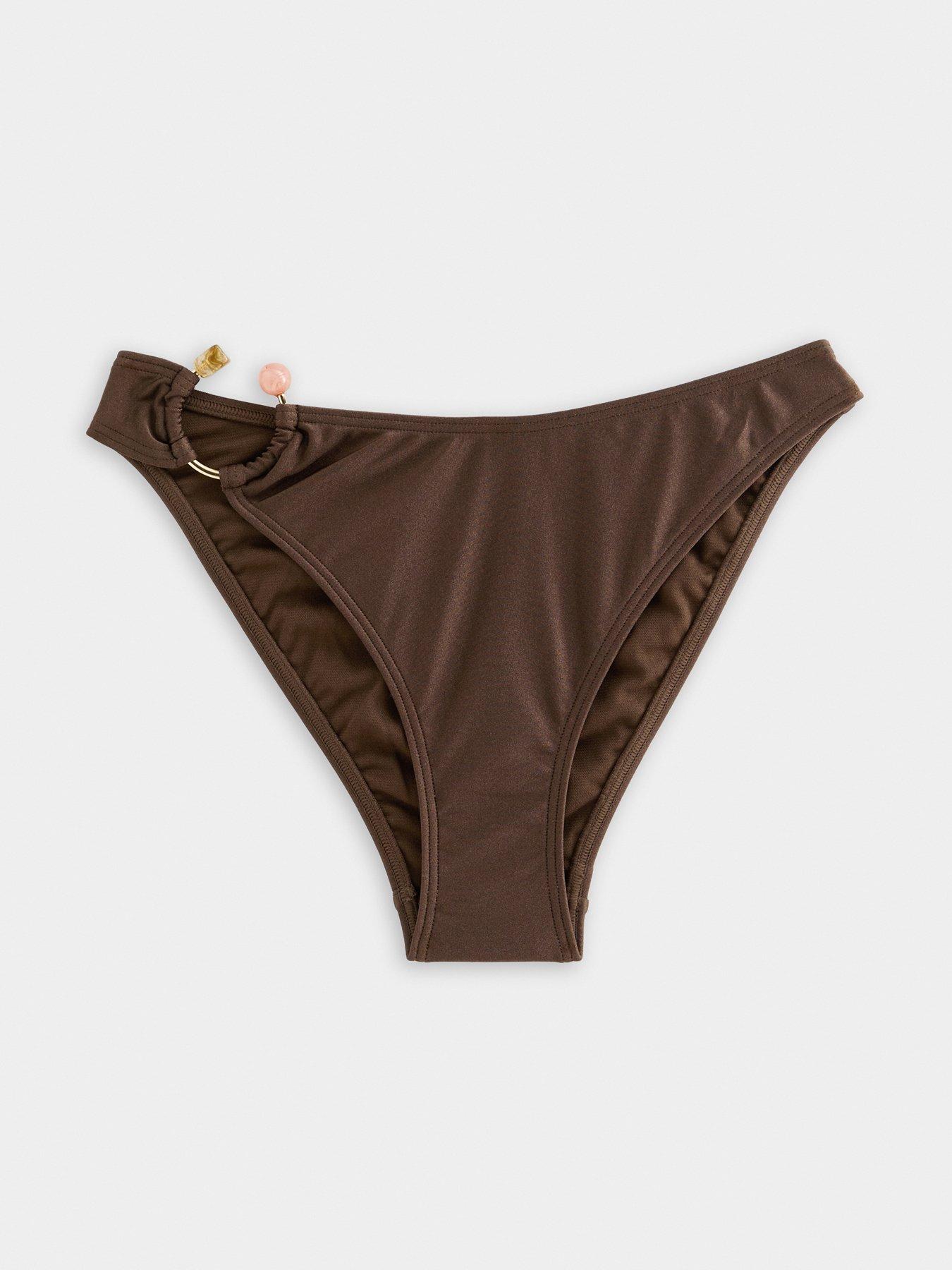Image 6 of 6 of New Look Brown High Leg Hipster Ring Bikini Briefs