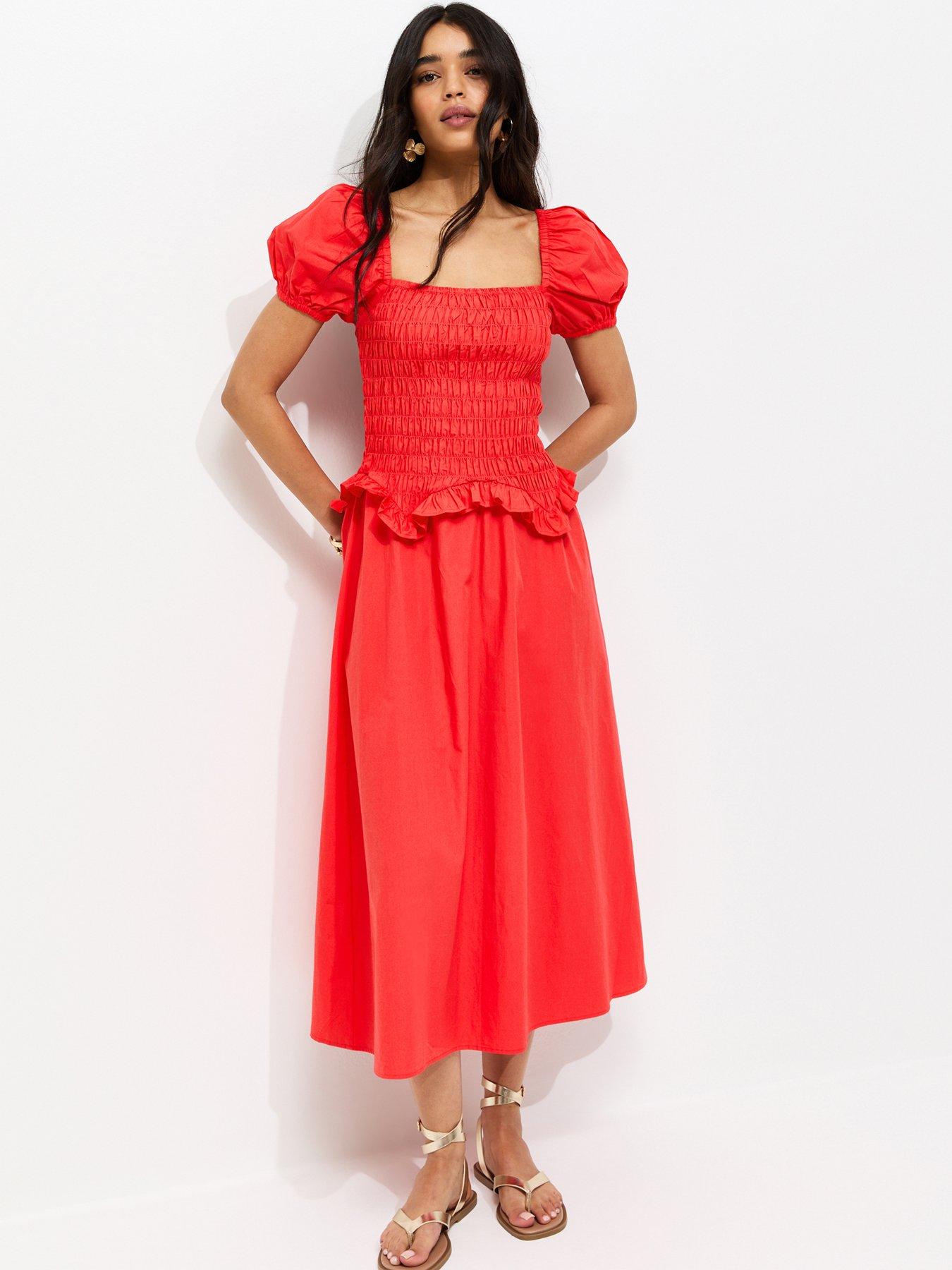 shirred drop waist midi dress Butter Yellow Shirred Drop Waist Daisy Midi Dress main image 1