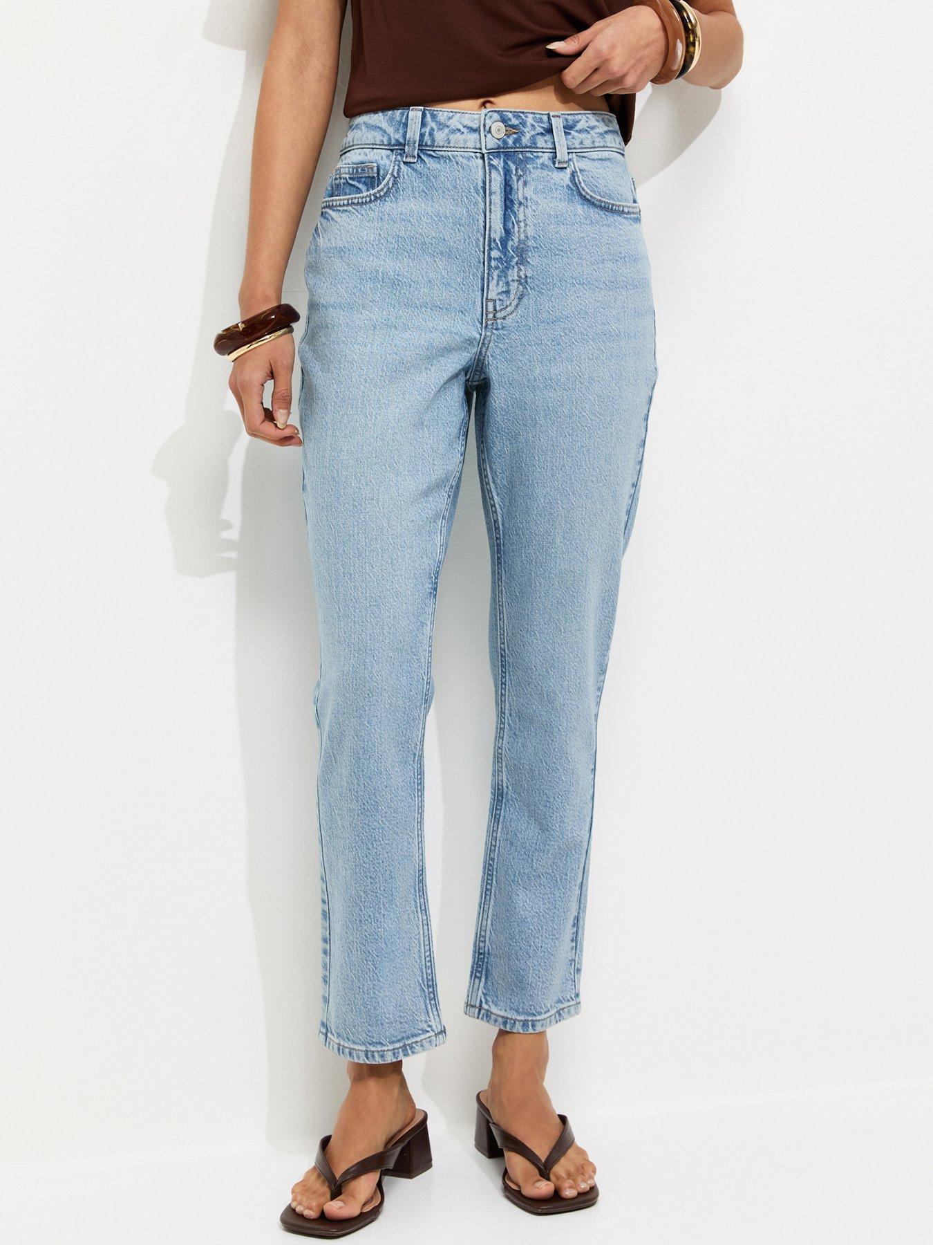New Look Hannah Straight Leg Cropped Jeans- Blue
