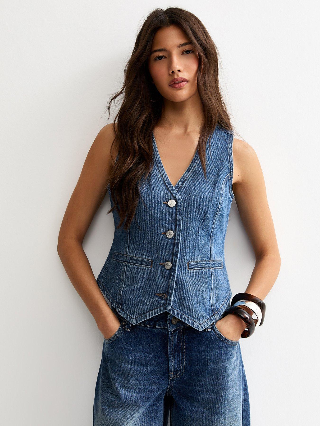 New Look Blue Denim Waistcoat