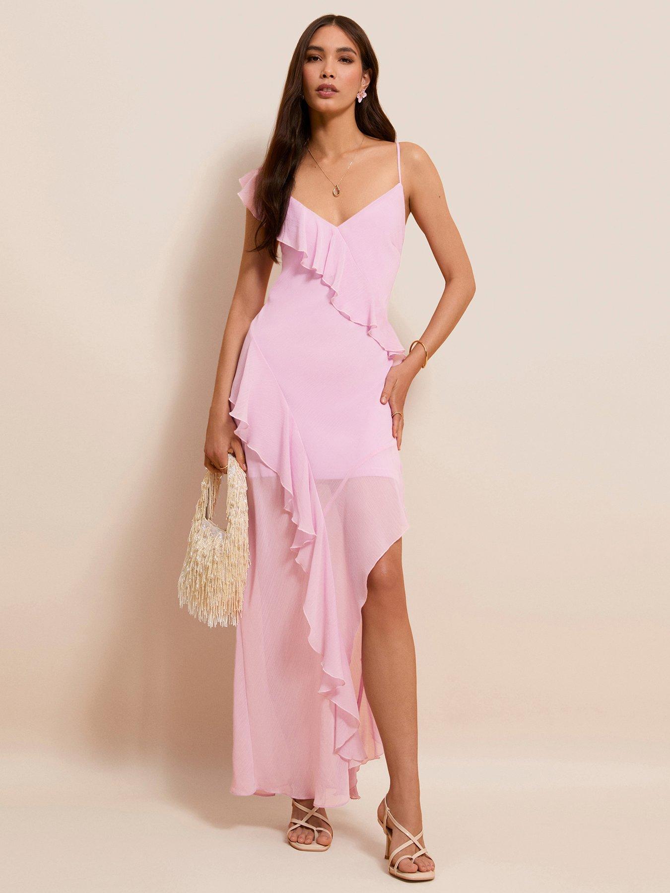 bandeau ruffle asymmetric hem midi dress in purple Modern Day Glam One Shoulder Asymmetrical Maxi Dress – VICI
