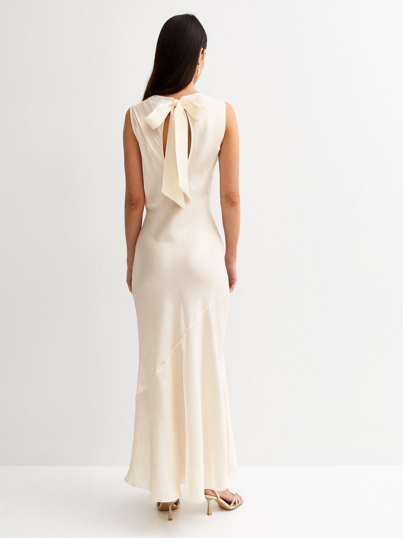 beige cowl neck satin dress Esther Iridescent Satin Cowl Maxi Dress / Sage | MESHKI main image 0