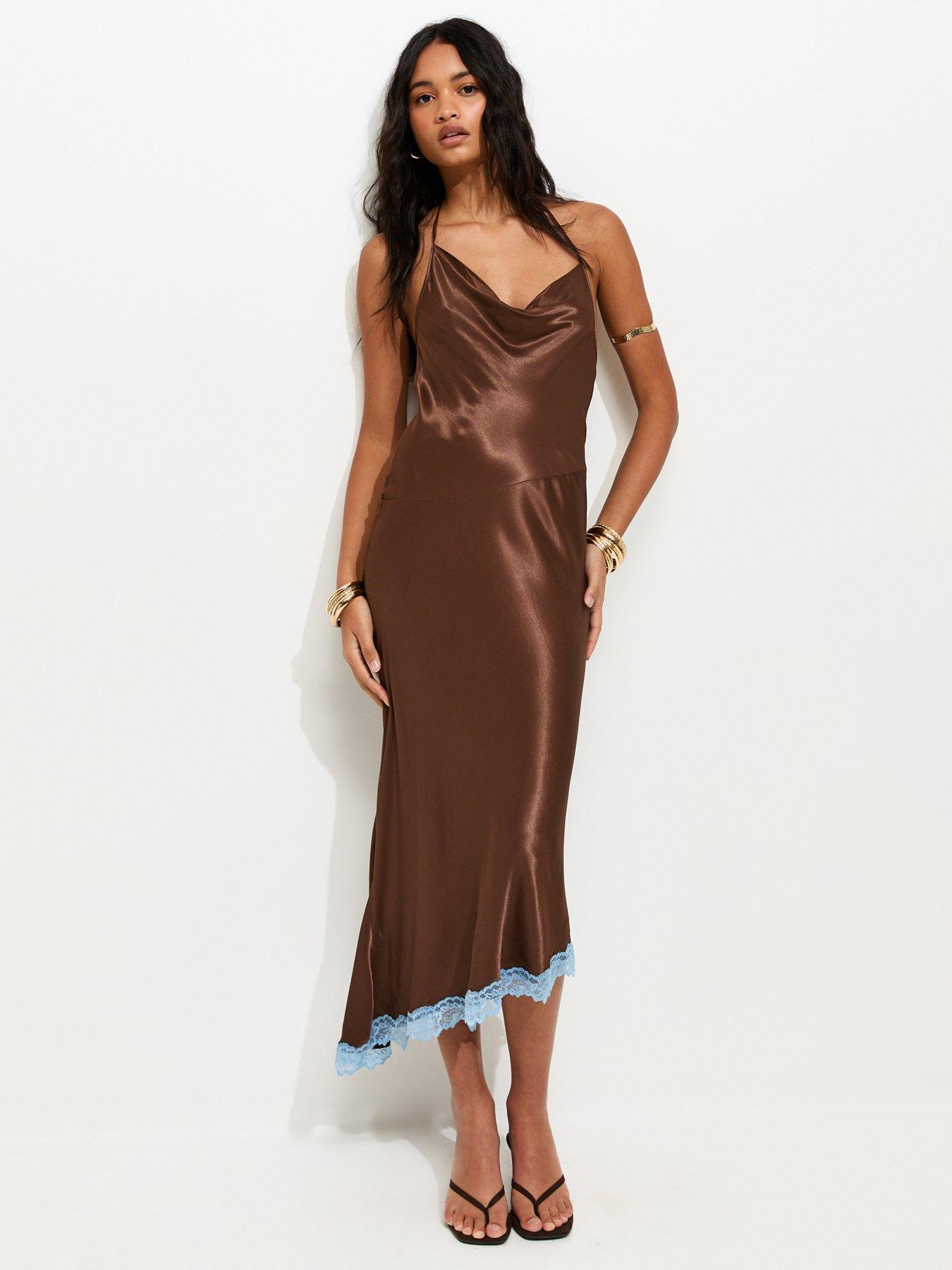 blue dress for baby girl My Paradise Neck Scarf Maxi Dress Chocolate main image 0