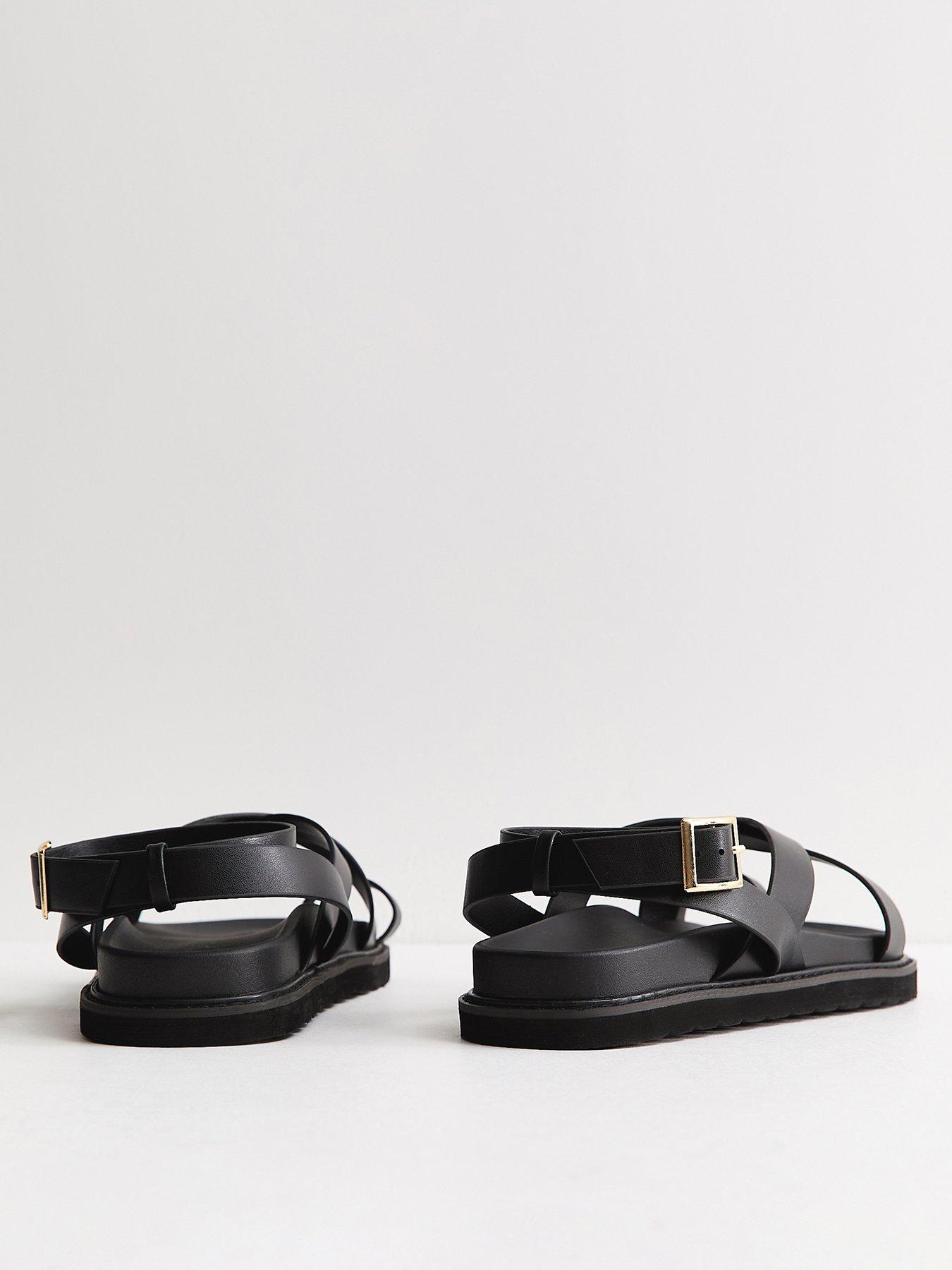 New Look Faux Suede Toe Loop Chunky Flat Sandals - Black | Very