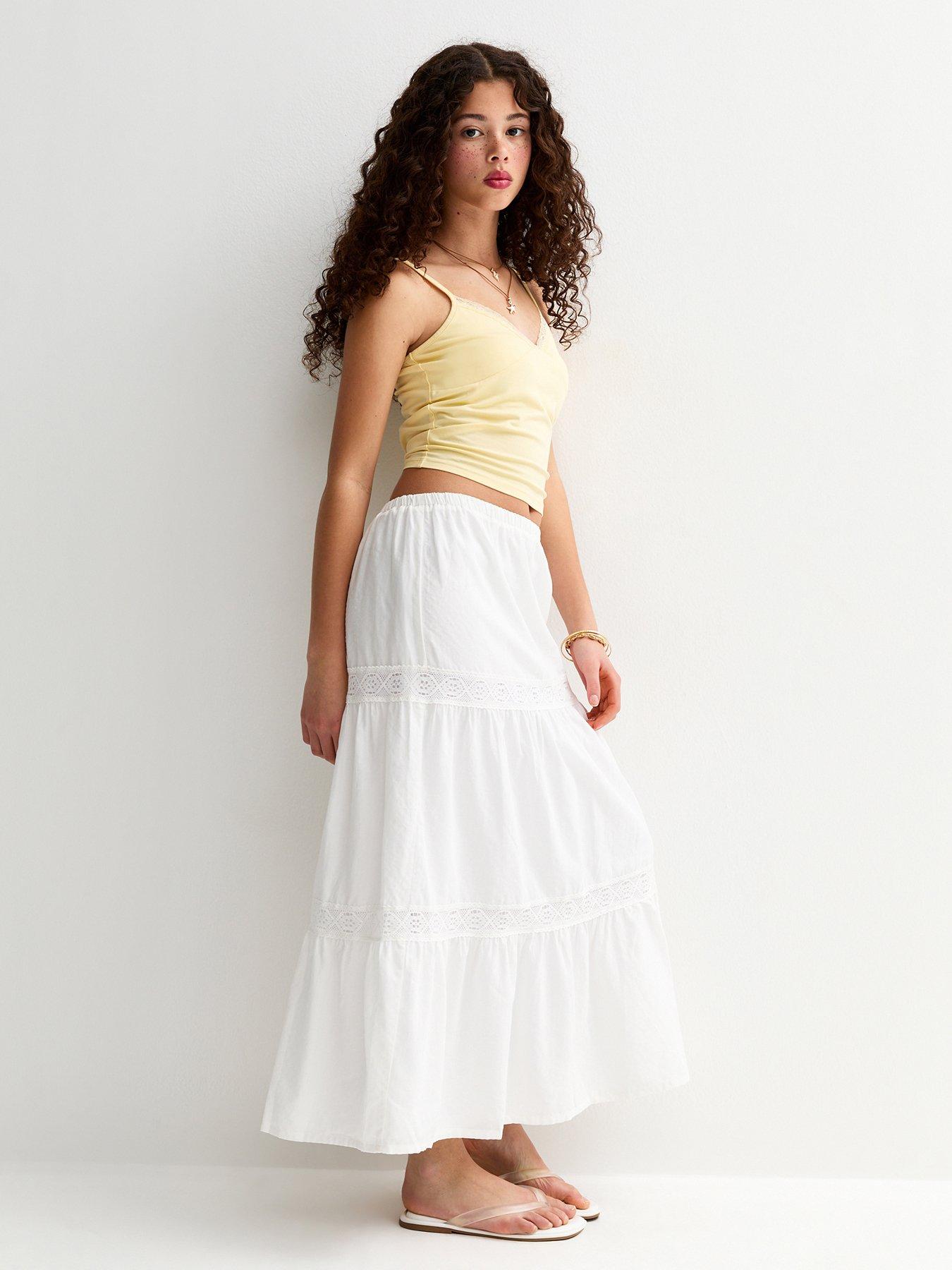 New Look 915 Girls White Lace Insert Maxi Skirt