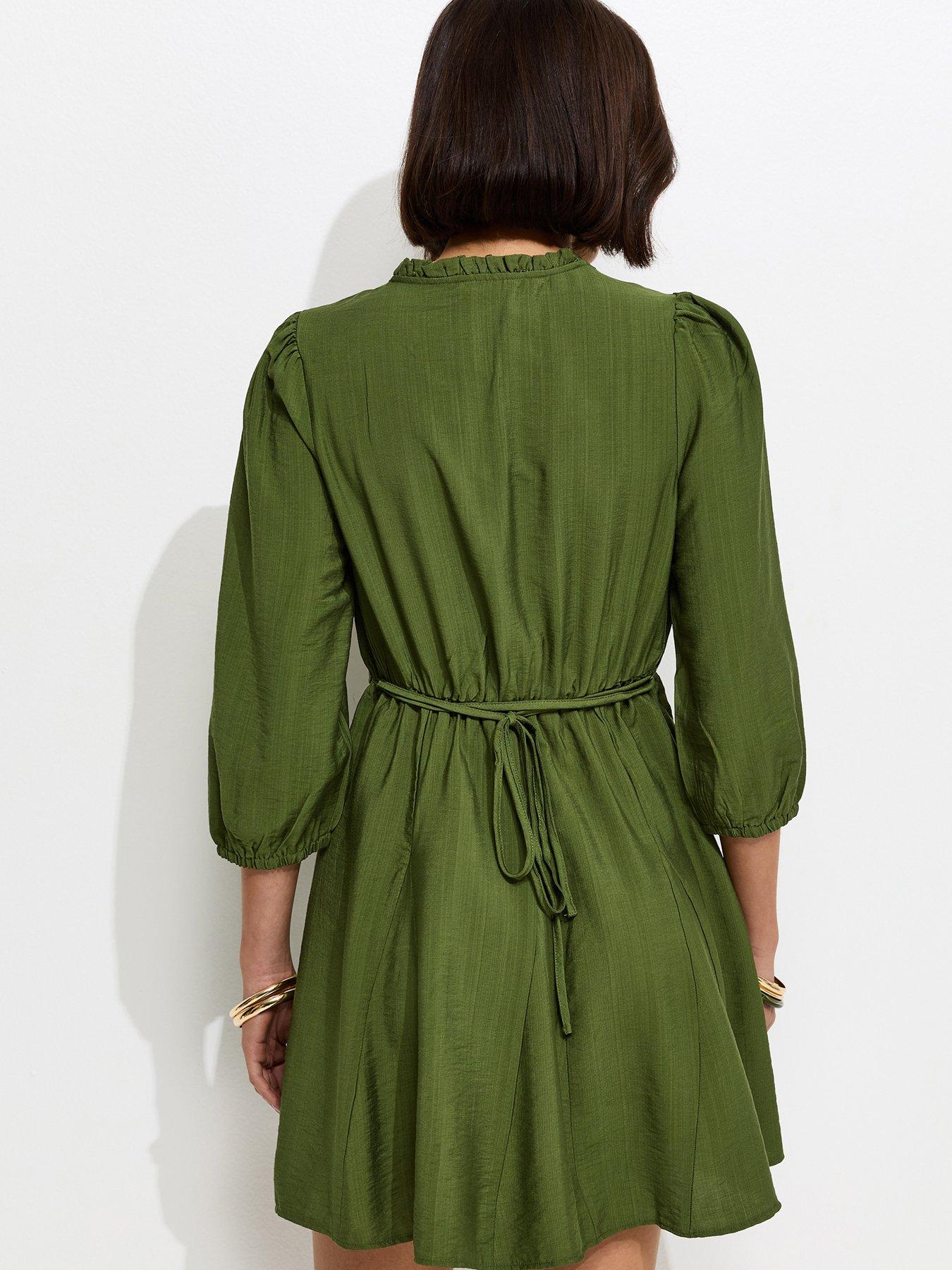 Image 2 of 5 of New Look Godet Skirt Mini Shirt Dress - Khaki