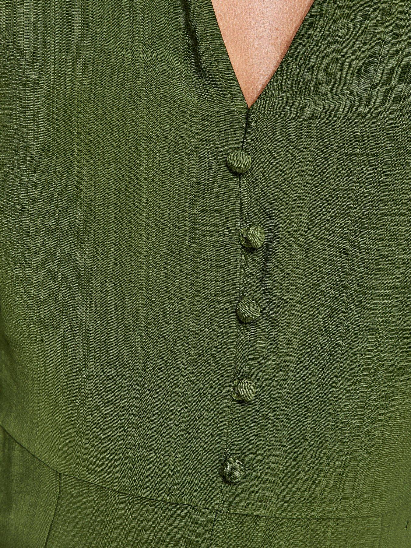 Image 5 of 5 of New Look Godet Skirt Mini Shirt Dress - Khaki