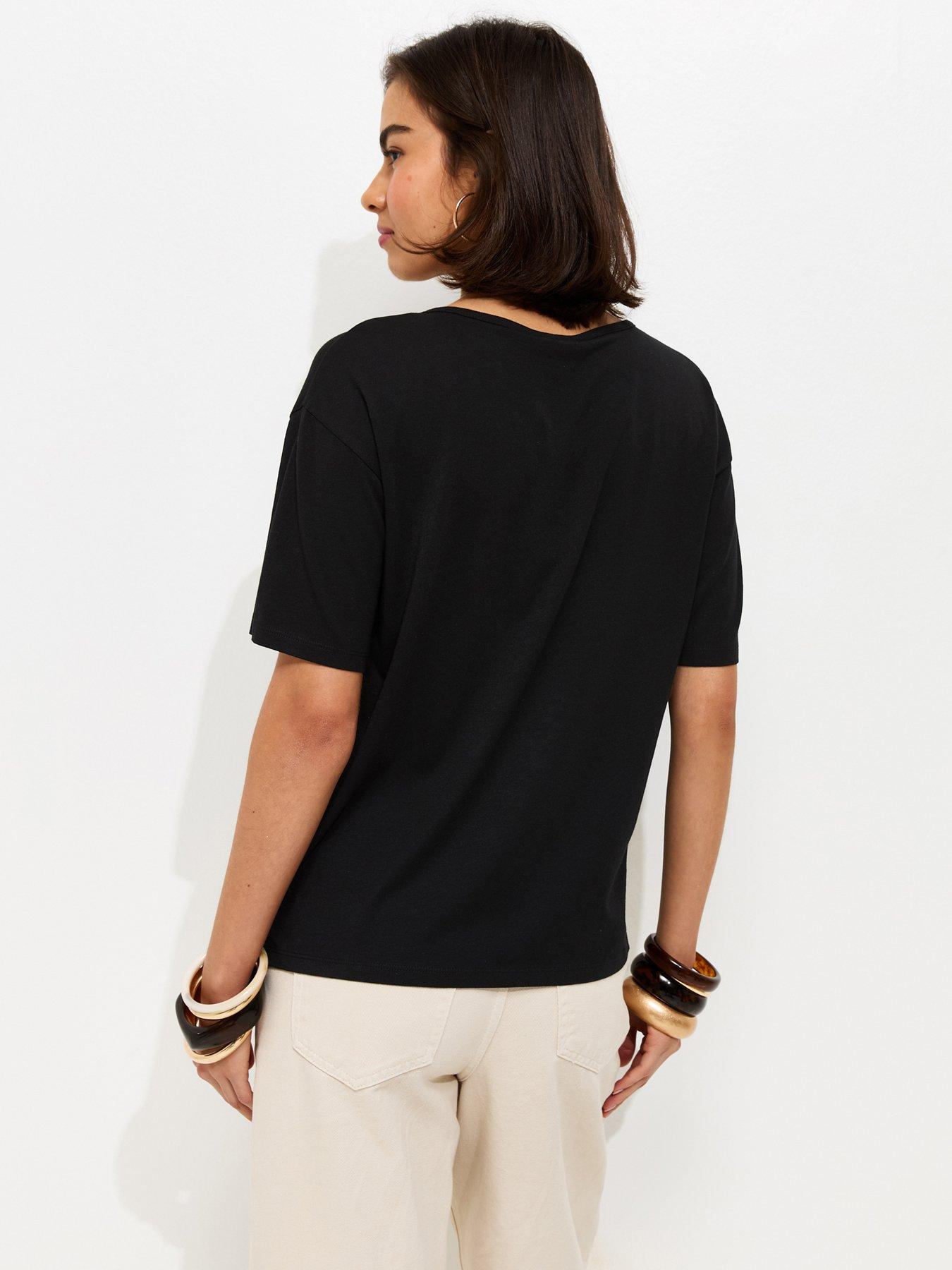 Image 2 of 5 of New Look Twisted Keyhole T-Shirt - Black