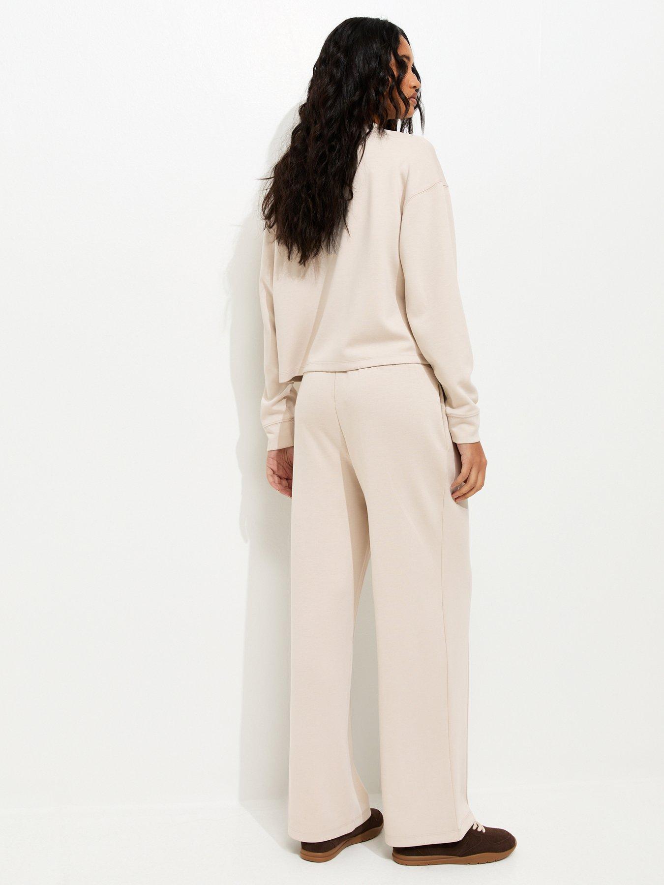 Image 2 of 5 of New Look Premium Stone Wide Leg Co-ord Joggers