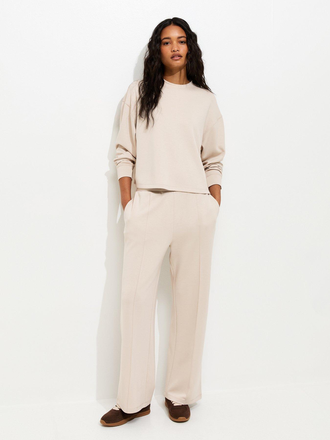 Image 3 of 5 of New Look Premium Stone Wide Leg Co-ord Joggers