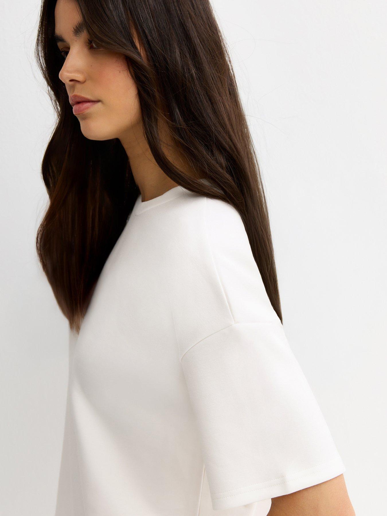 Image 4 of 5 of New Look Cream Premium Sweatshirt T-shirt