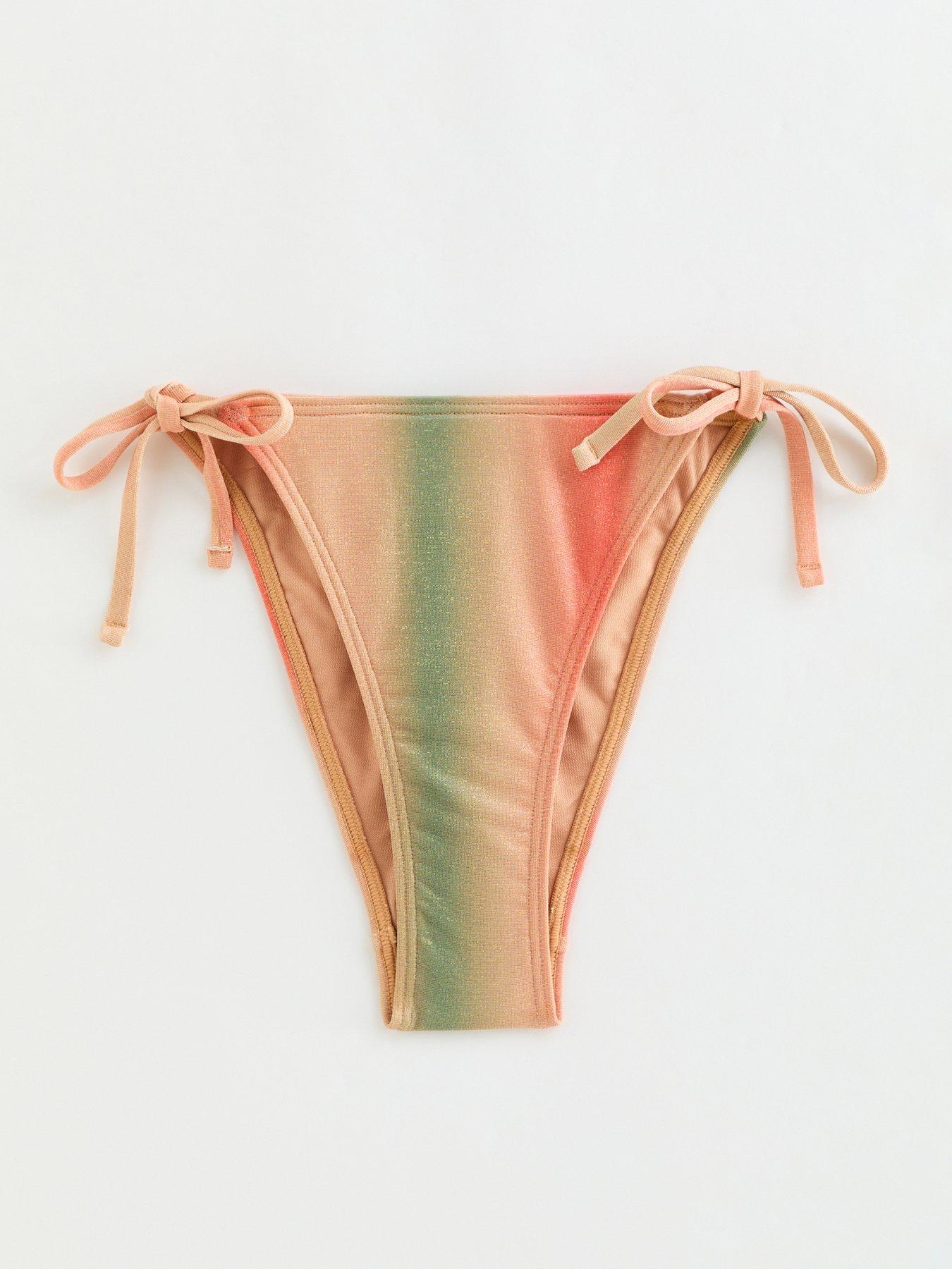 Image 5 of 6 of New Look Green Ombre Tie Side Bikini Bottoms