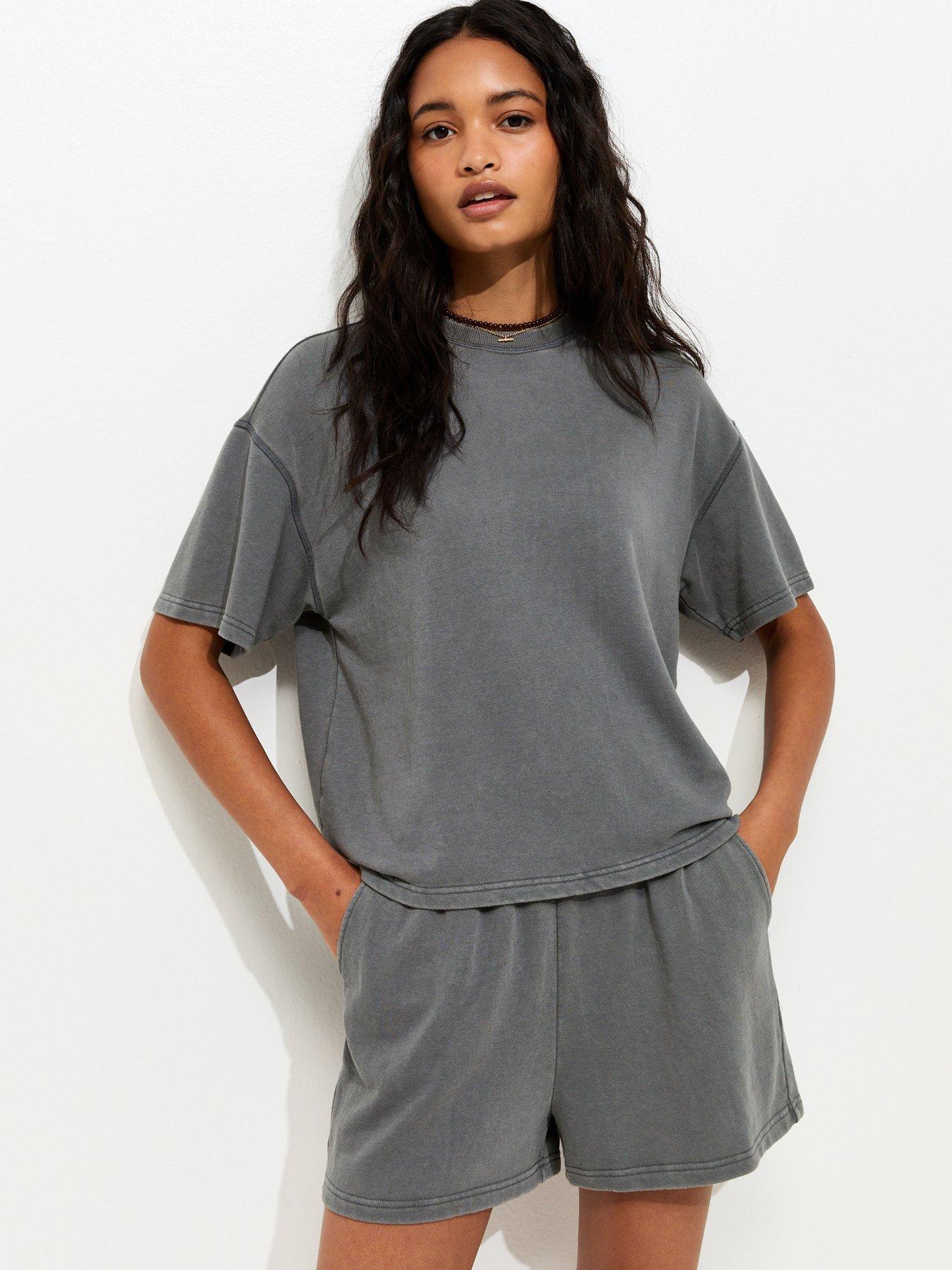 New Look Acid Wash Co-ord Jogger Shorts - Grey