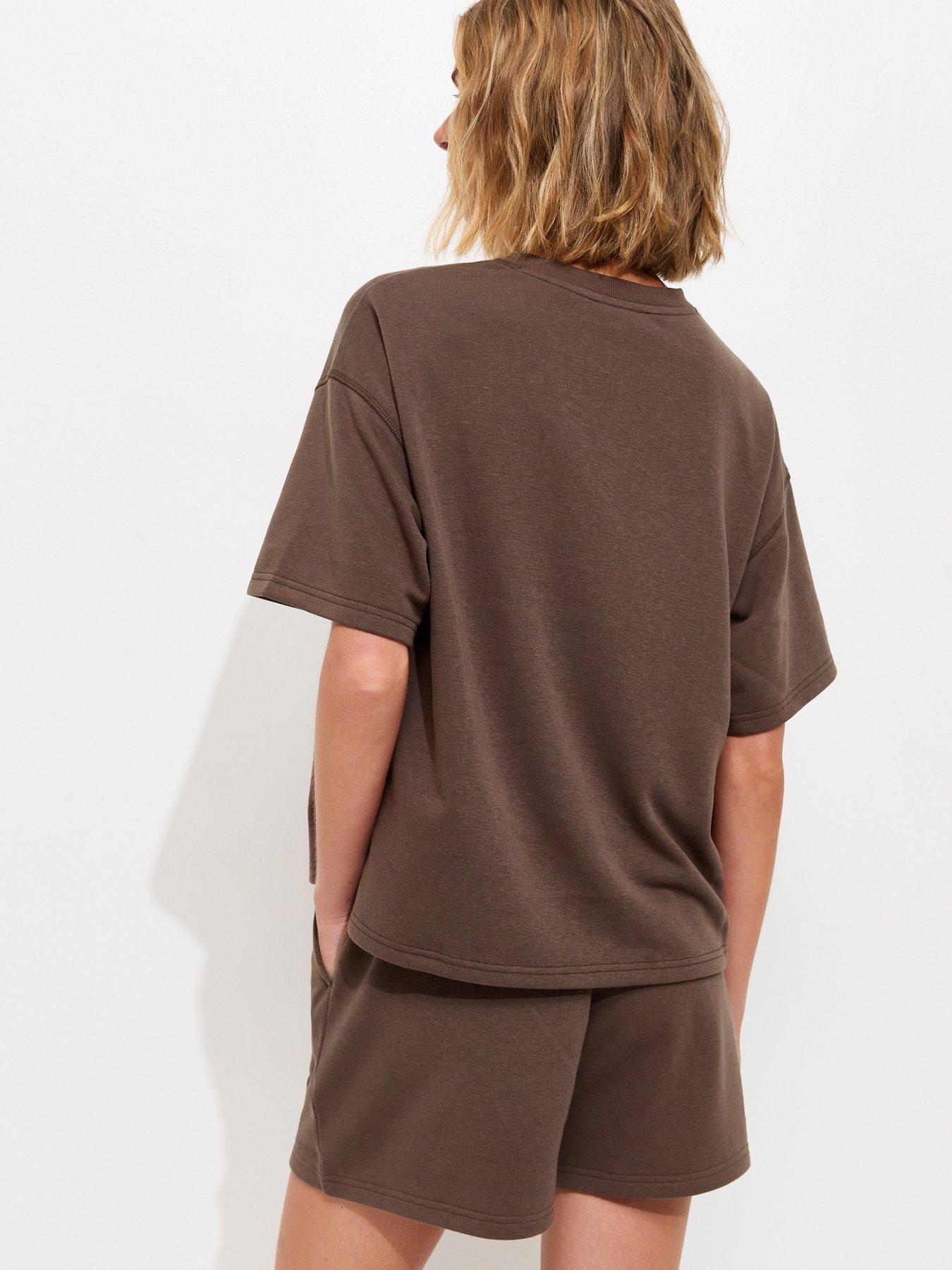 Image 2 of 5 of New Look Dark Brown Jersey Jogger Co-ord Shorts