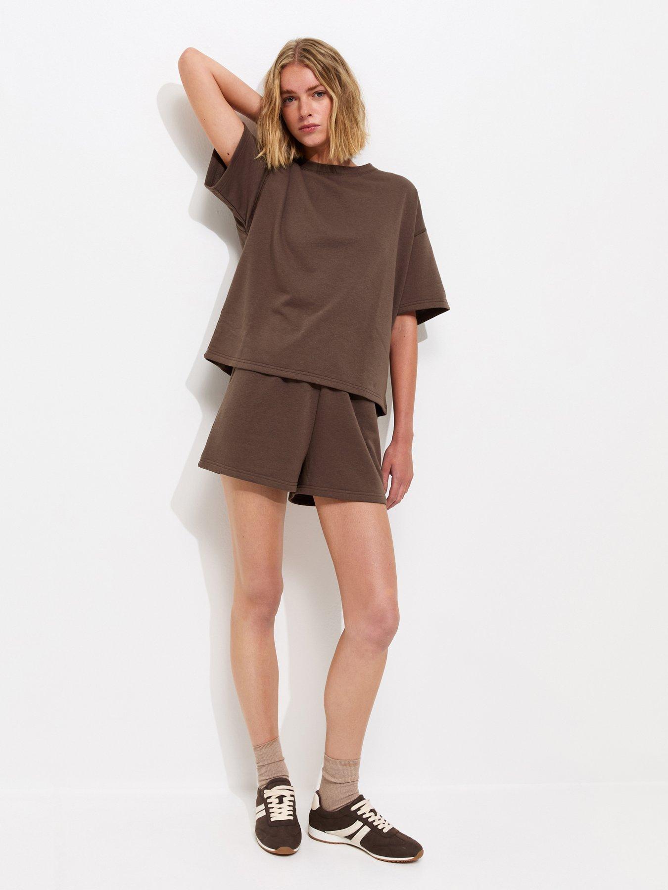 Image 3 of 5 of New Look Dark Brown Jersey Jogger Co-ord Shorts