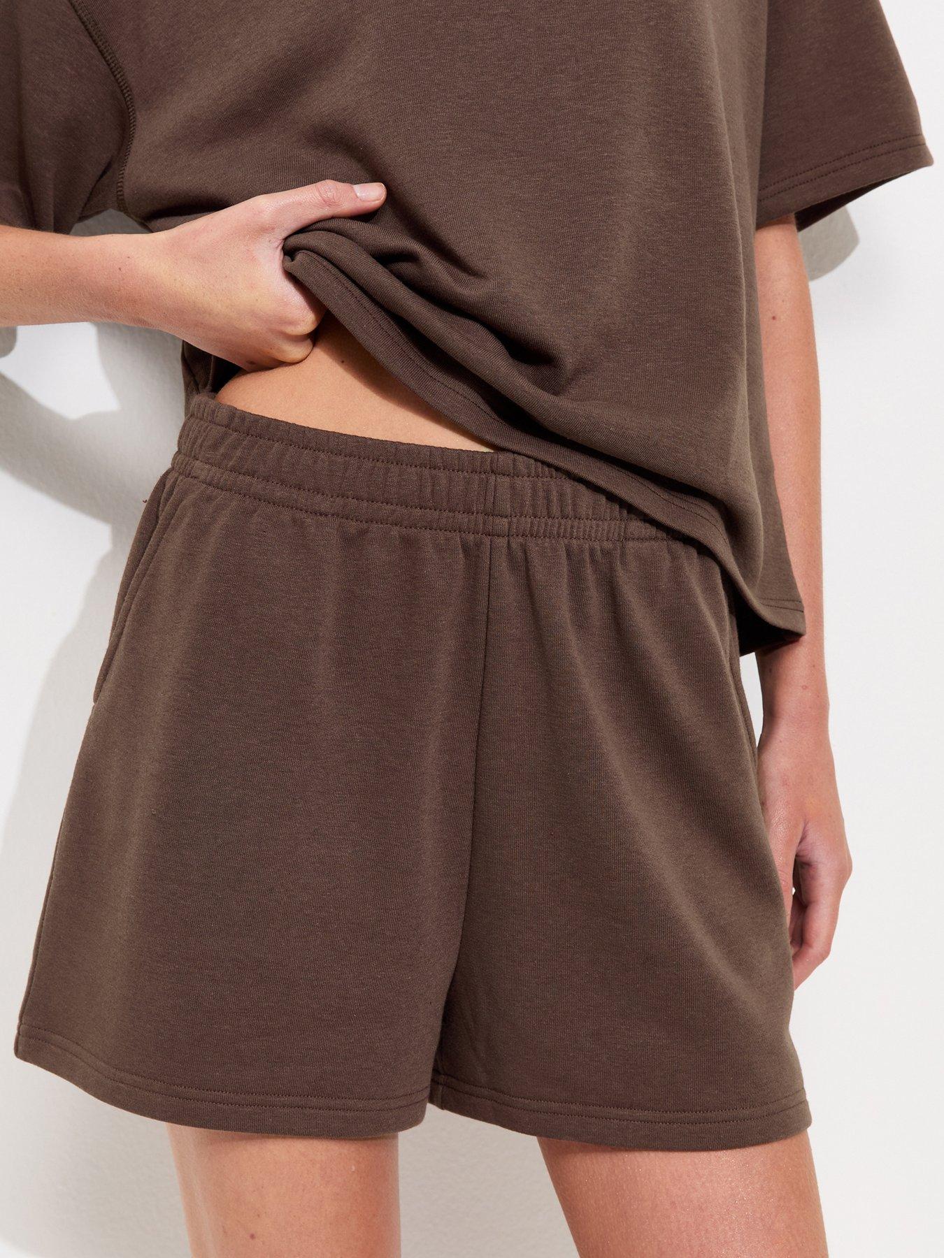 Image 4 of 5 of New Look Dark Brown Jersey Jogger Co-ord Shorts