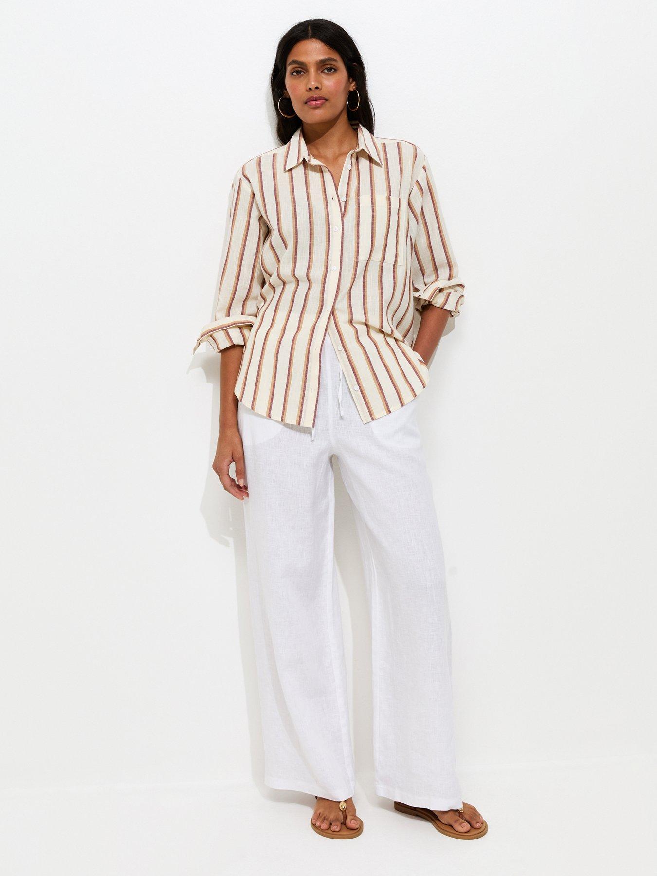New Look 100% Linen Wide Leg Trousers - White