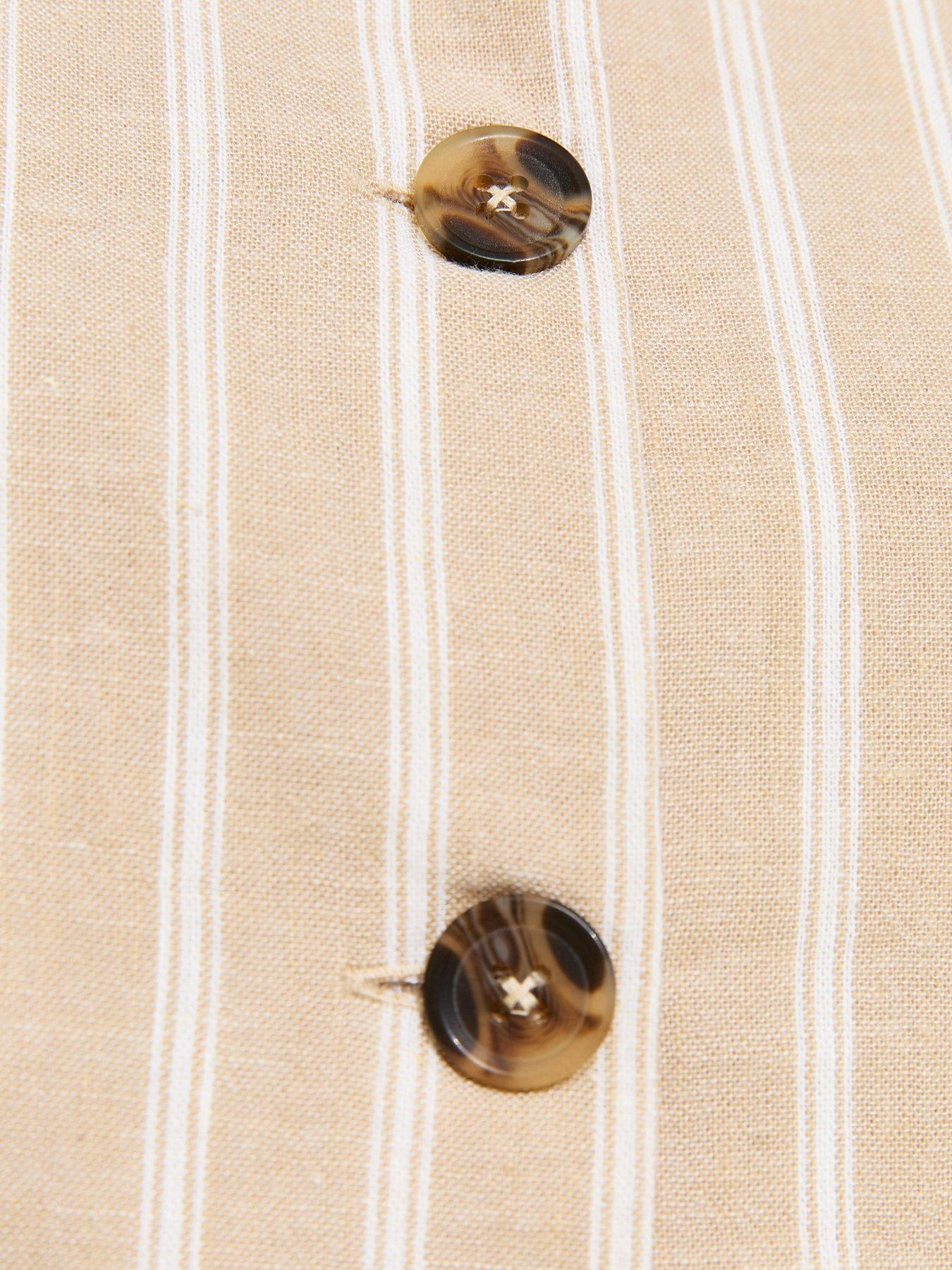 Image 5 of 5 of New Look Striped Button Up Waistcoat - Cream