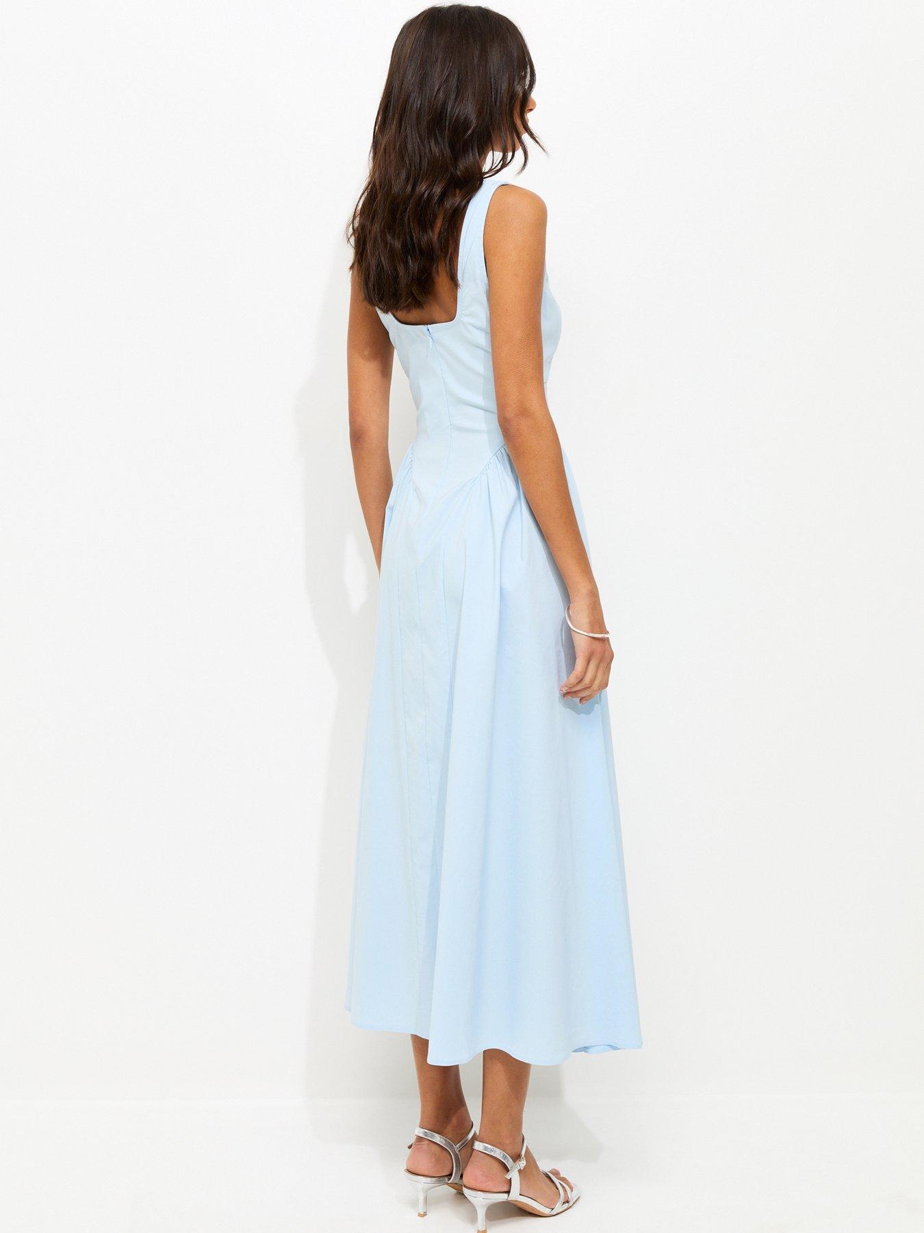 princess polly baby blue dress 1950's inspired tea length bridal gown